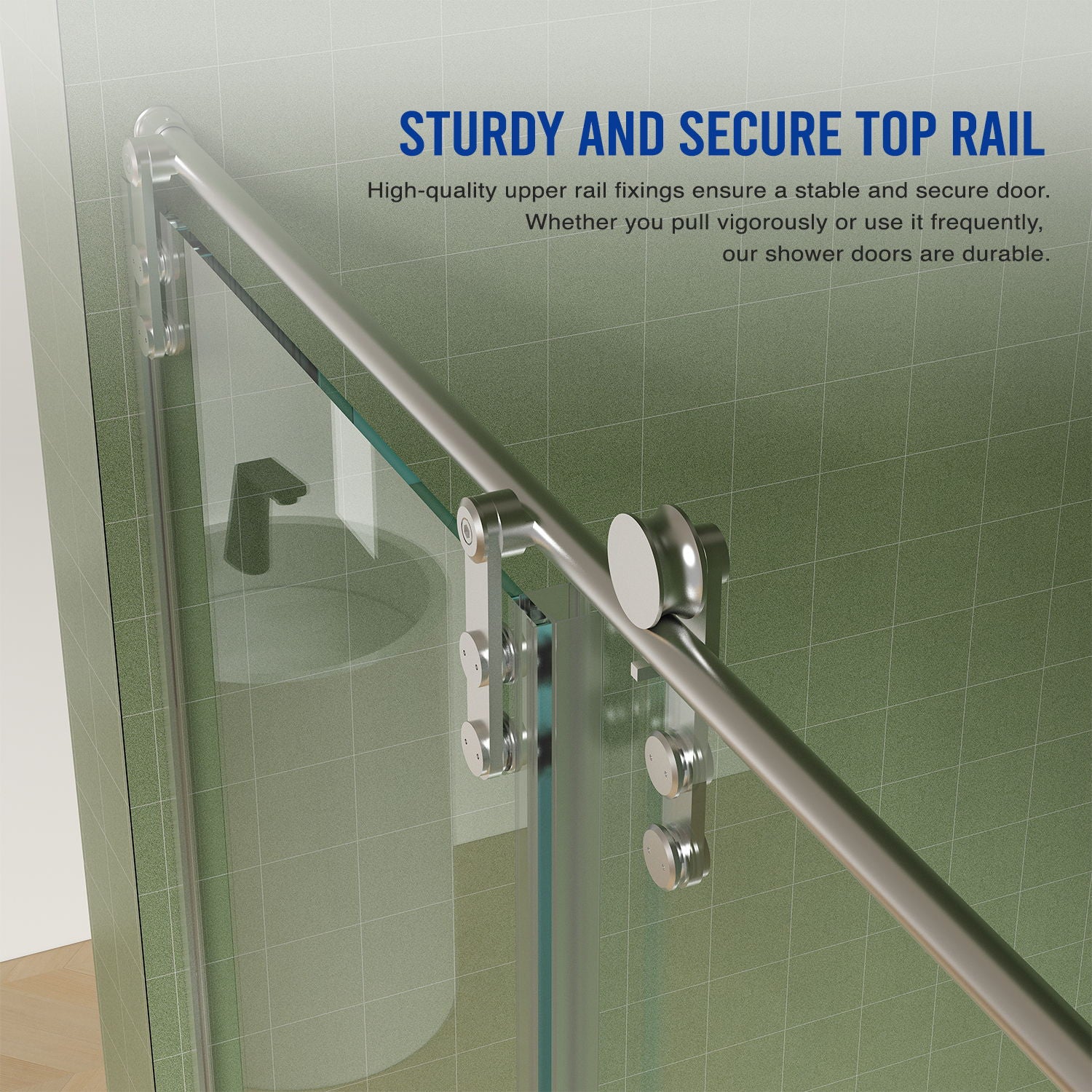 Frameless Shower Door, Sliding Shower Door, Premium 5 / 16" (8 Mm) Thick Tempered Glass Shower Enclosure With Towel Bar, Double Side Easy Clean Coat, Finished With Buffer - Image 3