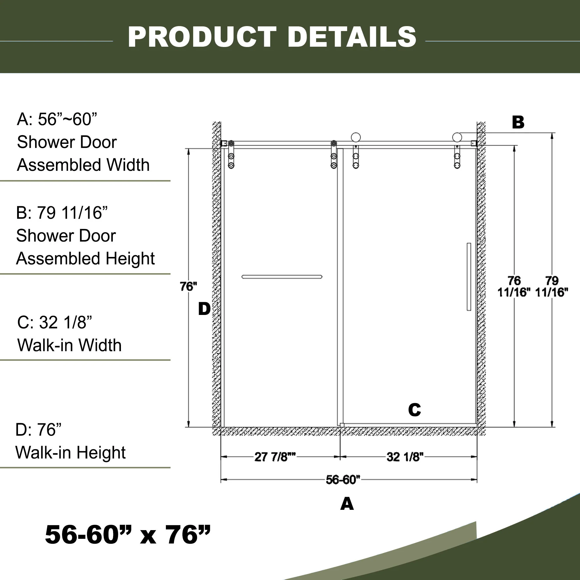 Frameless Shower Door, Sliding Shower Door, Premium 5 / 16" (8 Mm) Thick Tempered Glass Shower Enclosure With Towel Bar, Double Side Easy Clean Coat, Finished With Buffer - Image 4