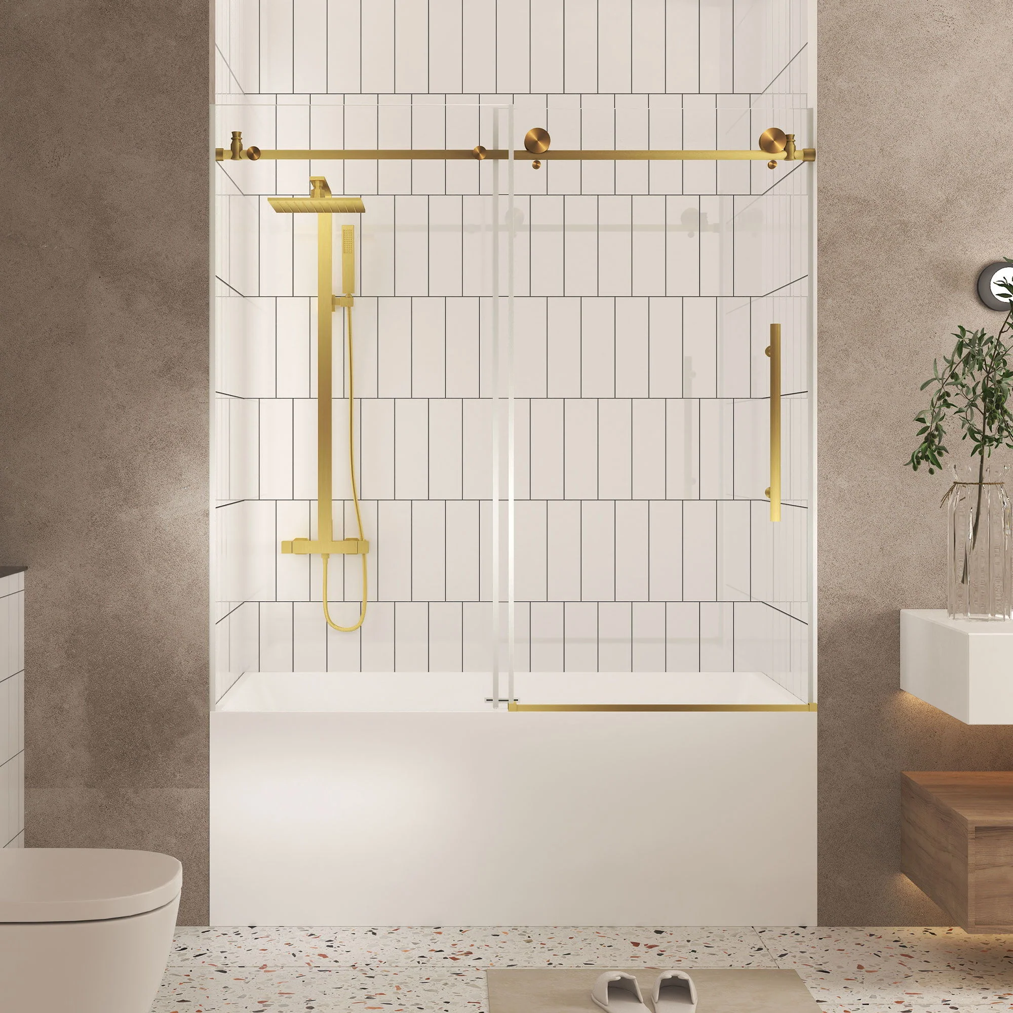 Frameless Shower Door, Smooth Sliding Tracks - Image 12