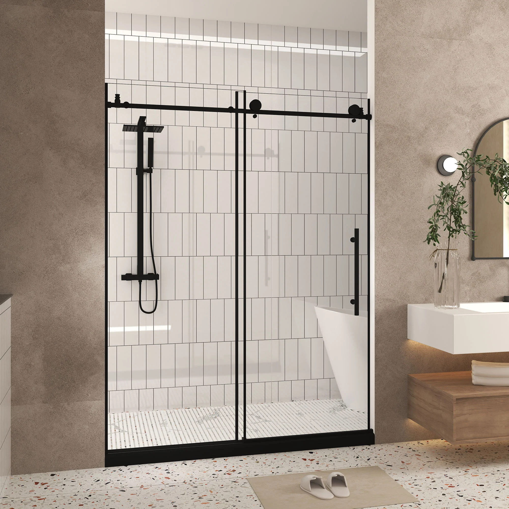 Frameless Shower Door With Handle - Image 17
