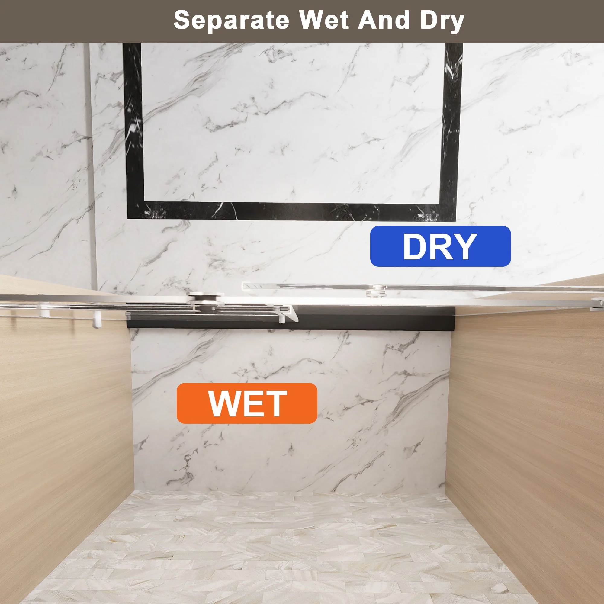 Frameless Single Sliding Shower Door & Handle And Square Tube Track - Image 8