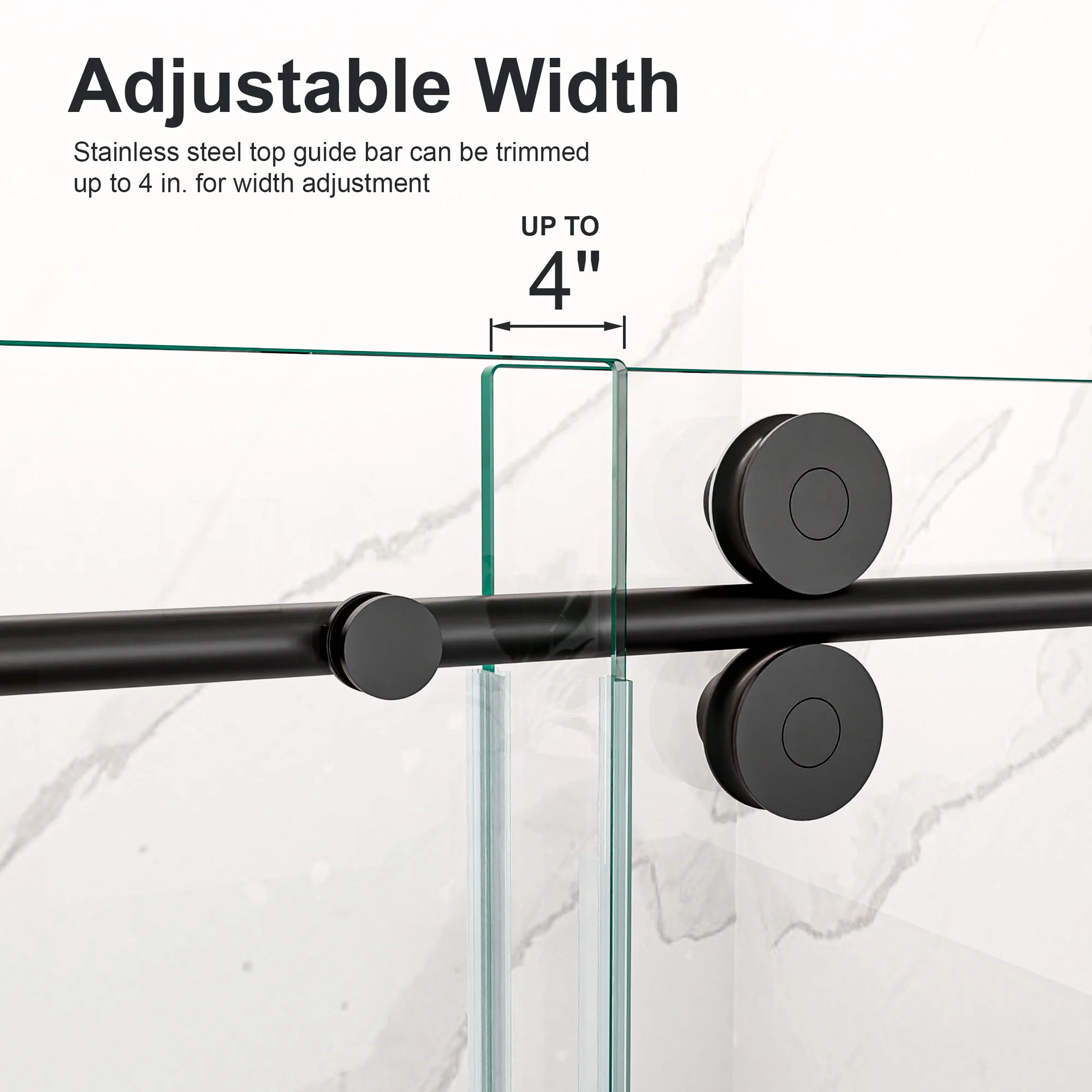 Frameless Single Sliding Shower Door With Clear Tempered Glass - Image 46