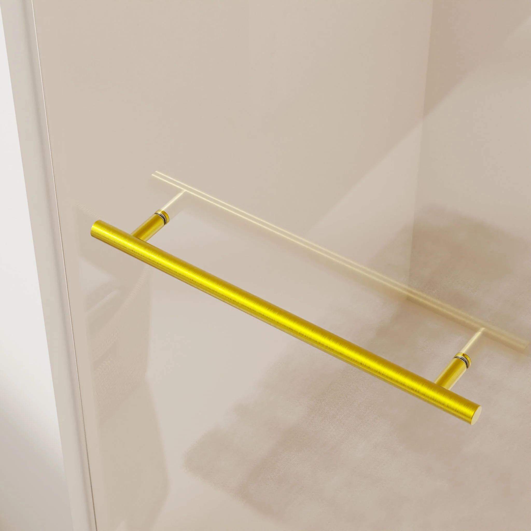 Frameless Single Sliding Shower Doors With Towel Rail & Handle - Image 19