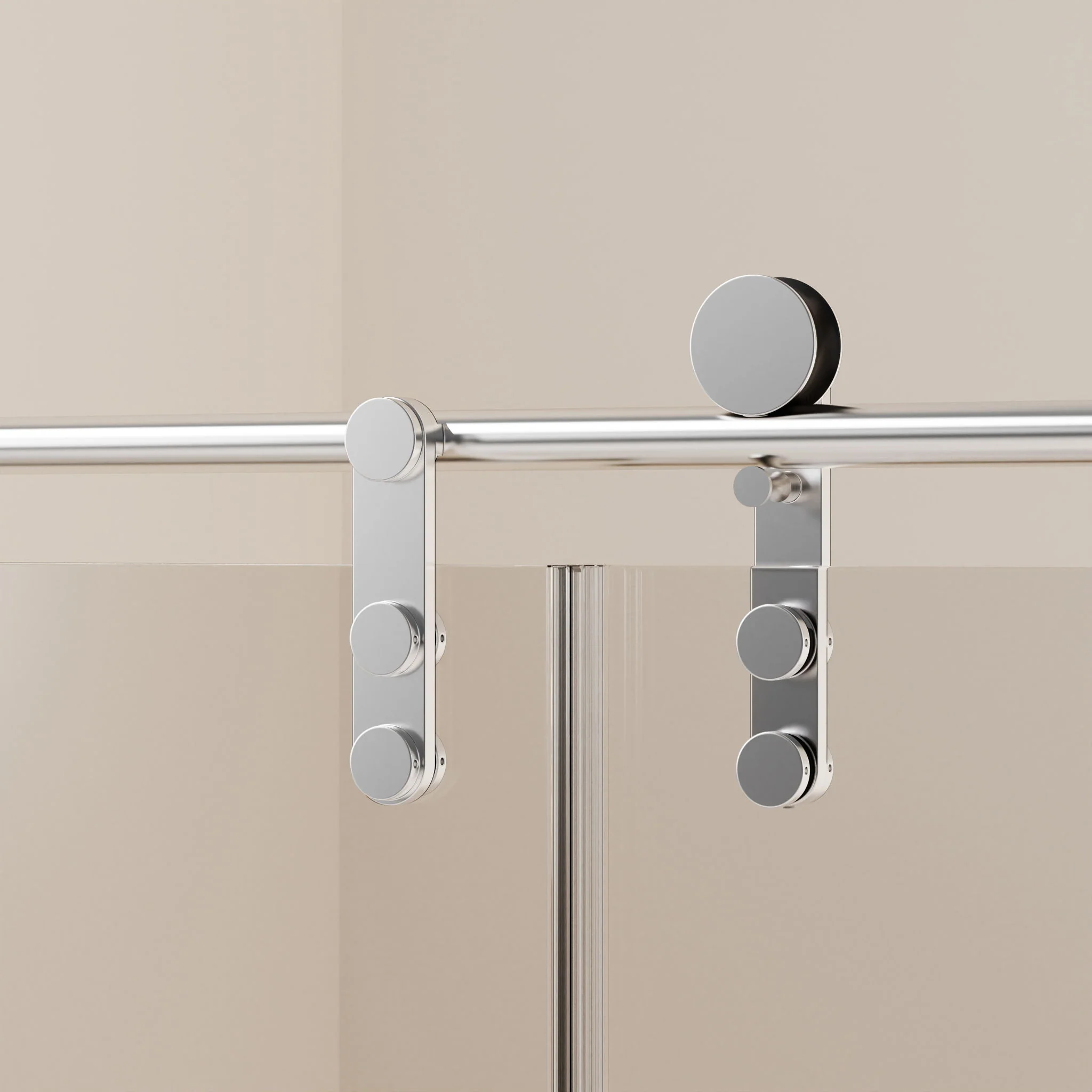 Frameless Single Sliding Shower Doors With Towel Rail & Handle - Image 78
