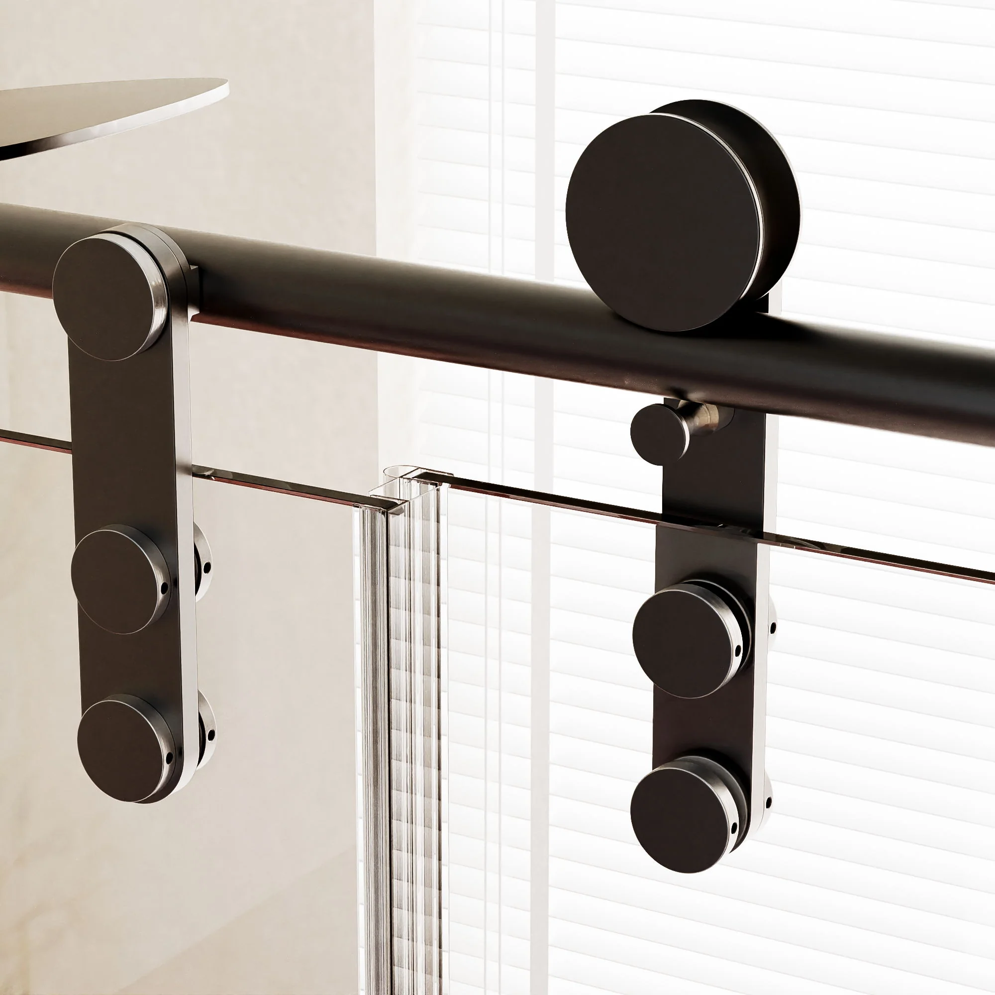 Frameless Single Sliding Shower Doors With Towel Rail & Handle - Image 89