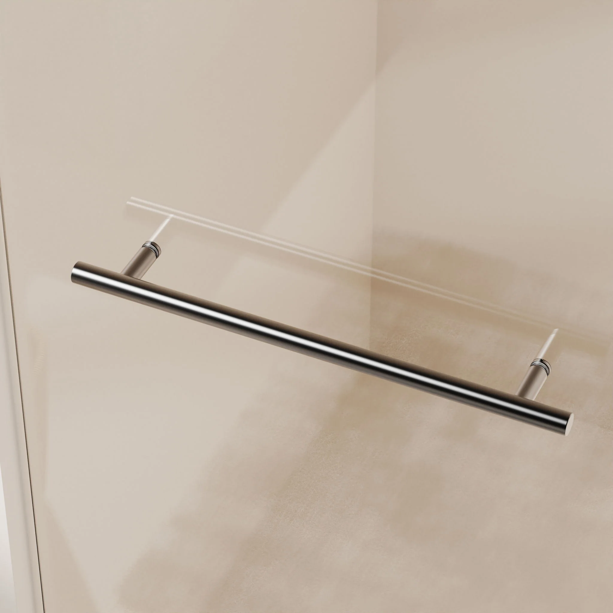 Frameless Single Sliding Shower Doors With Towel Rail & Handle - Image 94