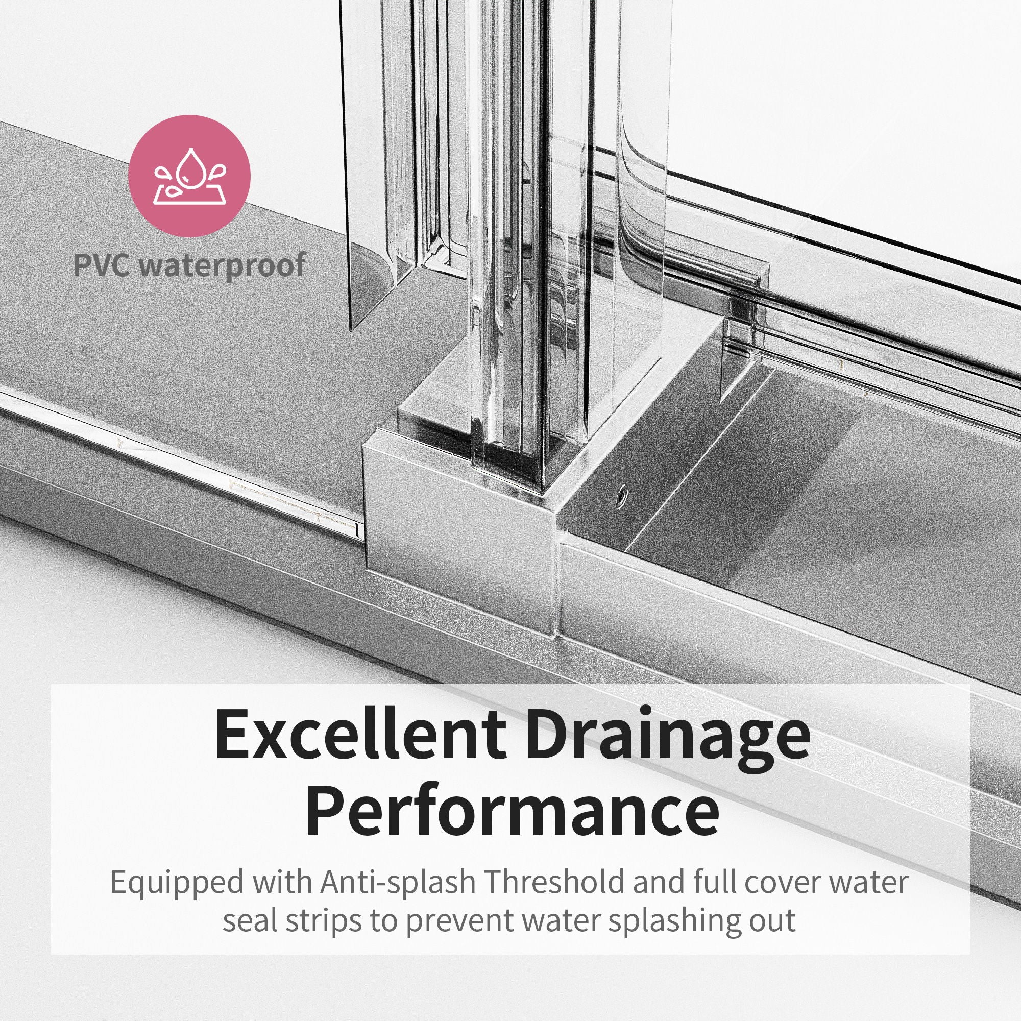 Frameless Single Sliding Soft Close Shower Doors, 3 / 8" Tempered Glass Reversible Installatio - Image 12