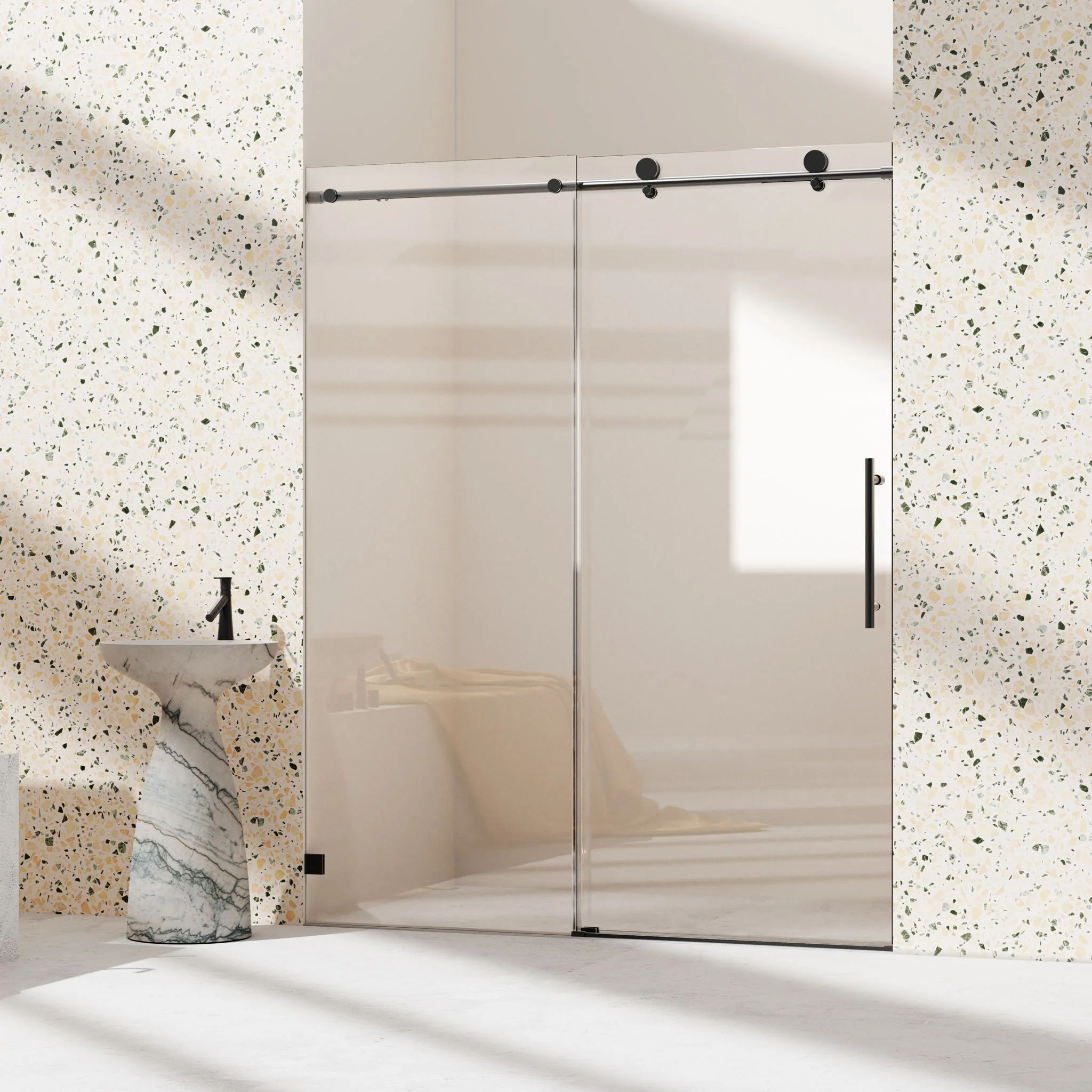 Frameless Single Sliding Soft Close Shower Doors, 5/16" Sgcc Tempered Glass - Image 28