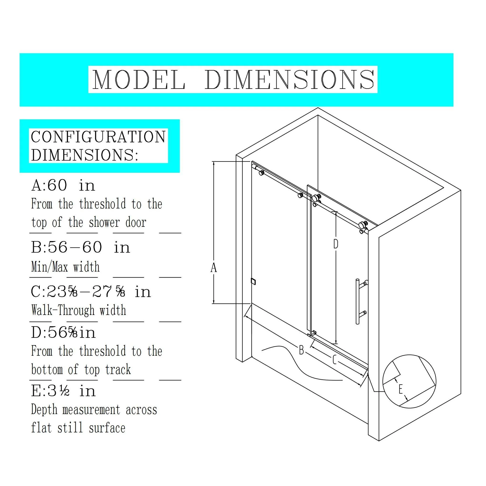 Frameless Single Sliding Soft Close Shower Doors, 5/16" Sgcc Tempered Glass - Image 63