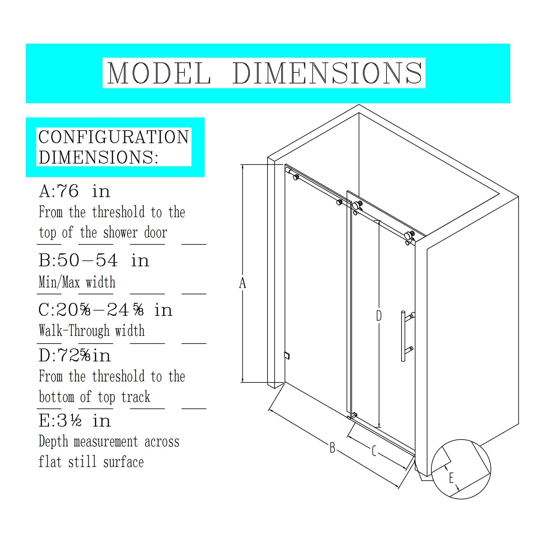 Frameless Single Sliding Soft Close Shower Doors, 5/16" Sgcc Tempered Glass - Image 88