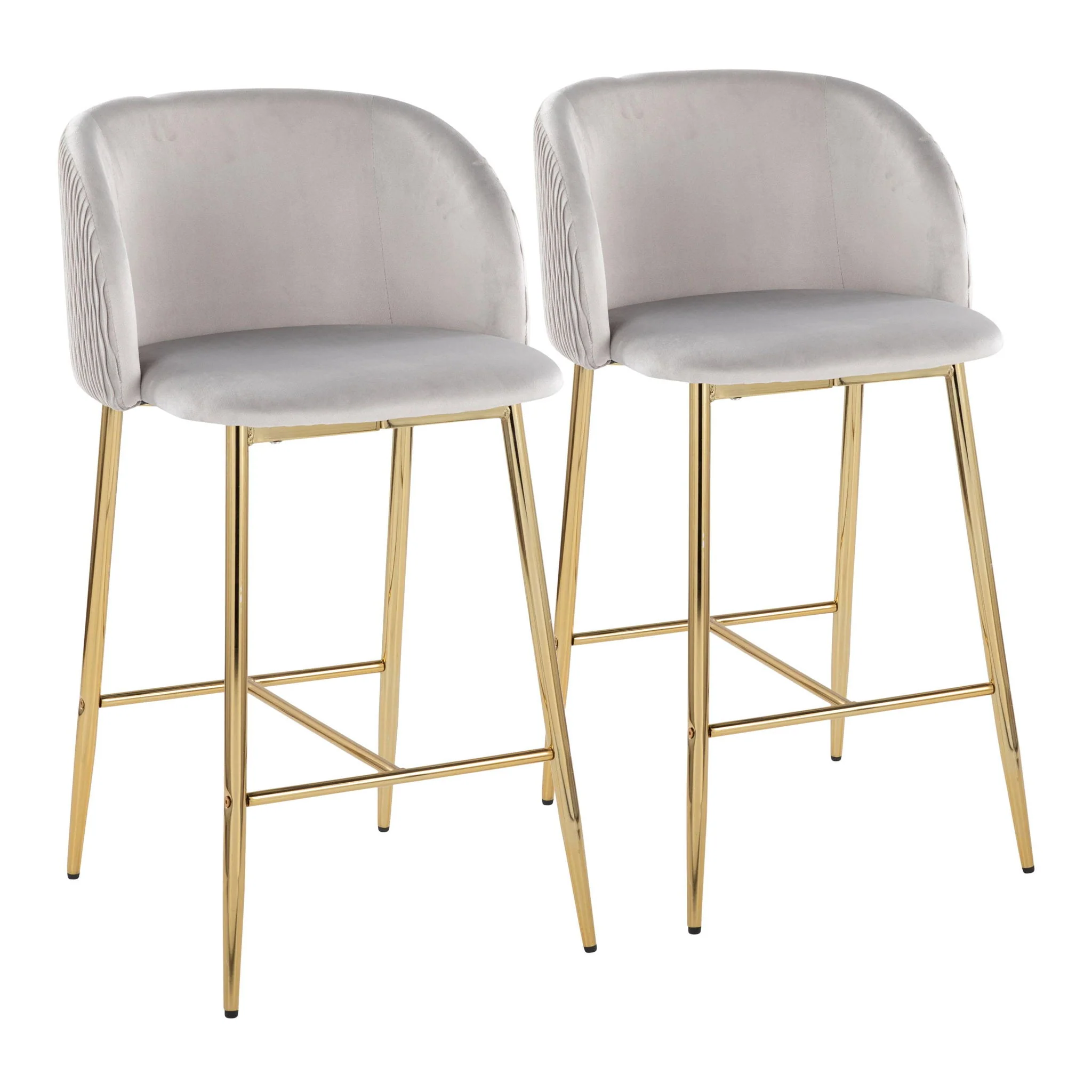 Fran - Pleated Waves Contemporary / Glam Fixed Height Counter Stool (Set of 2) - Image 2