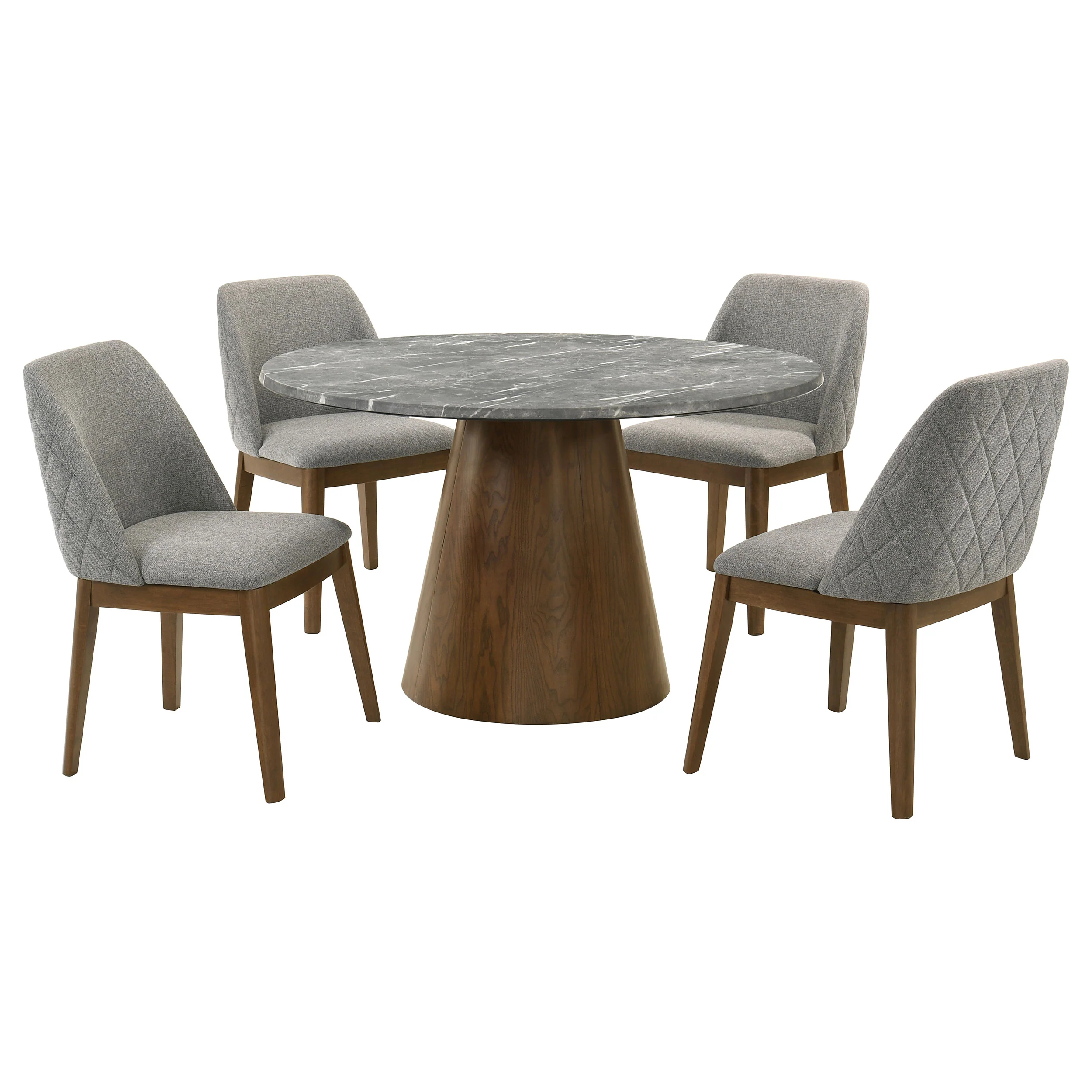 Franklin 5-Piece 50-Inch Round Dining Table Set, Grey and Dark Oak - Image 3