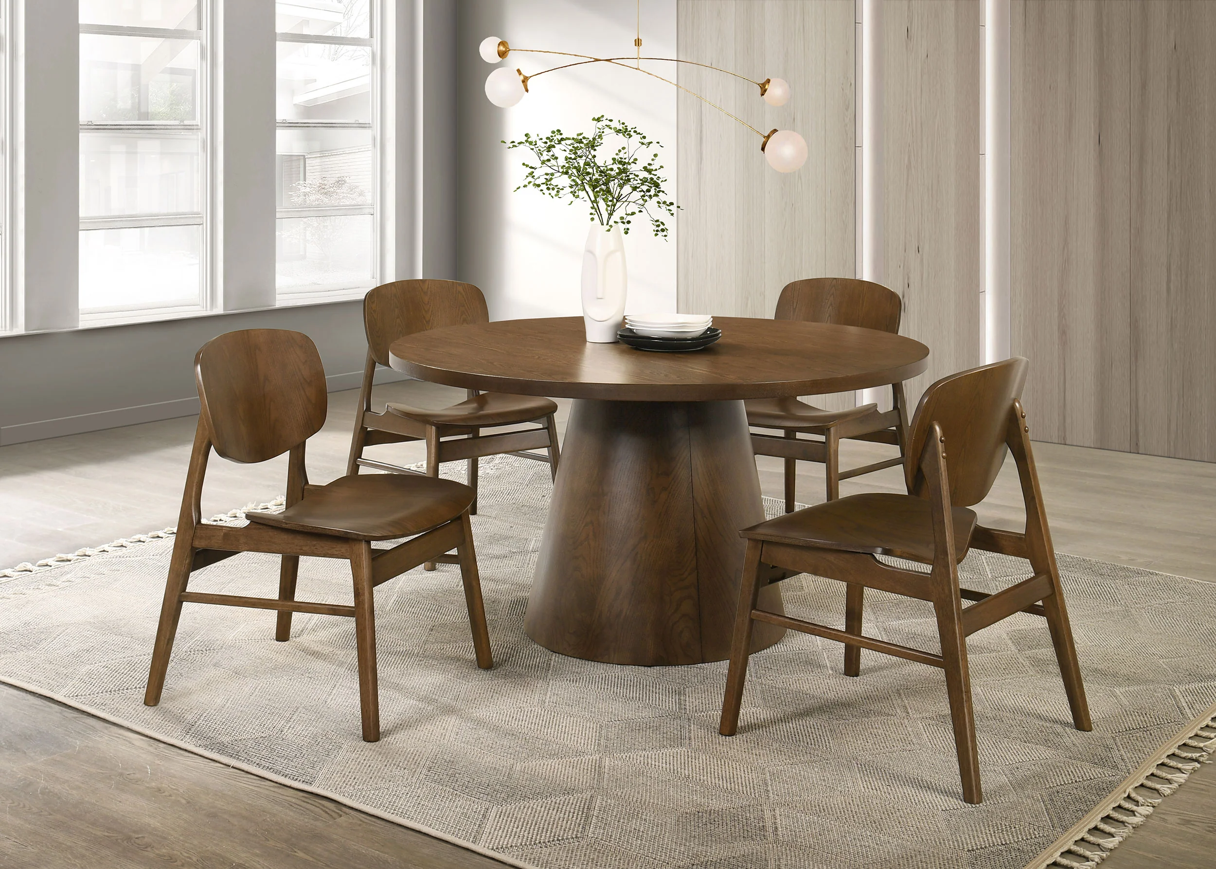 Franklin 54-Inch Round Wood Pedestal Dining Table Dark Brown - Image 8