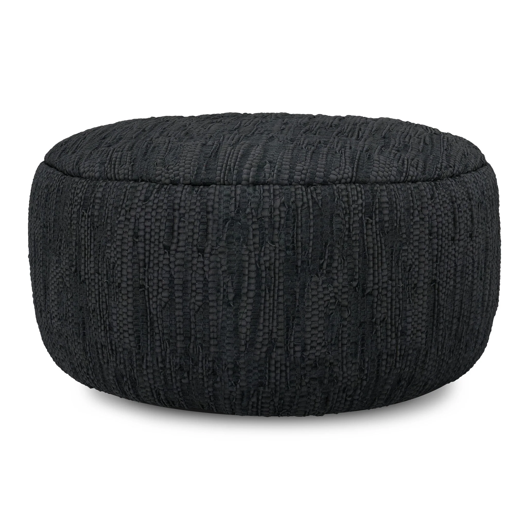 Fredrik - Round Pouf - Black - Image 4