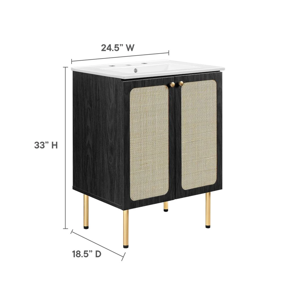 Freestanding Bathroom Vanity Cabinet with Rattan Weave Doors and Storage - Image 114