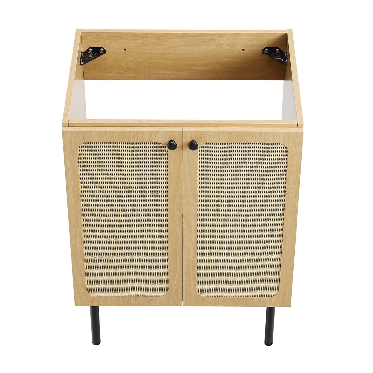 Freestanding Bathroom Vanity Cabinet with Rattan Weave Doors and Storage - Image 154