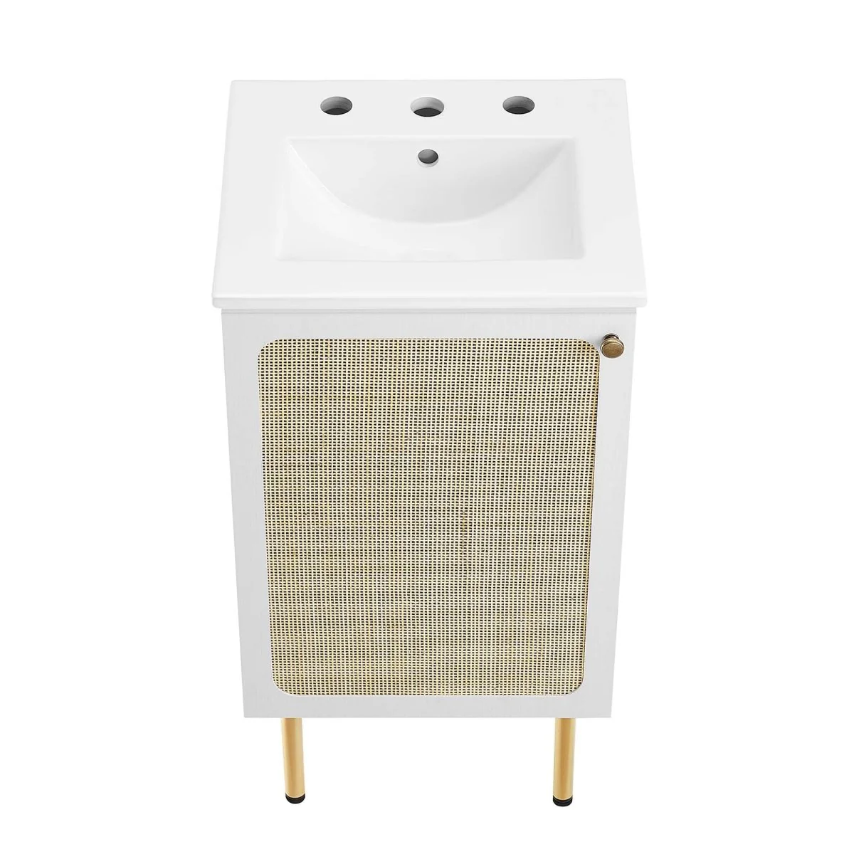 Freestanding Bathroom Vanity Cabinet with Rattan Weave Doors and Storage - Image 28