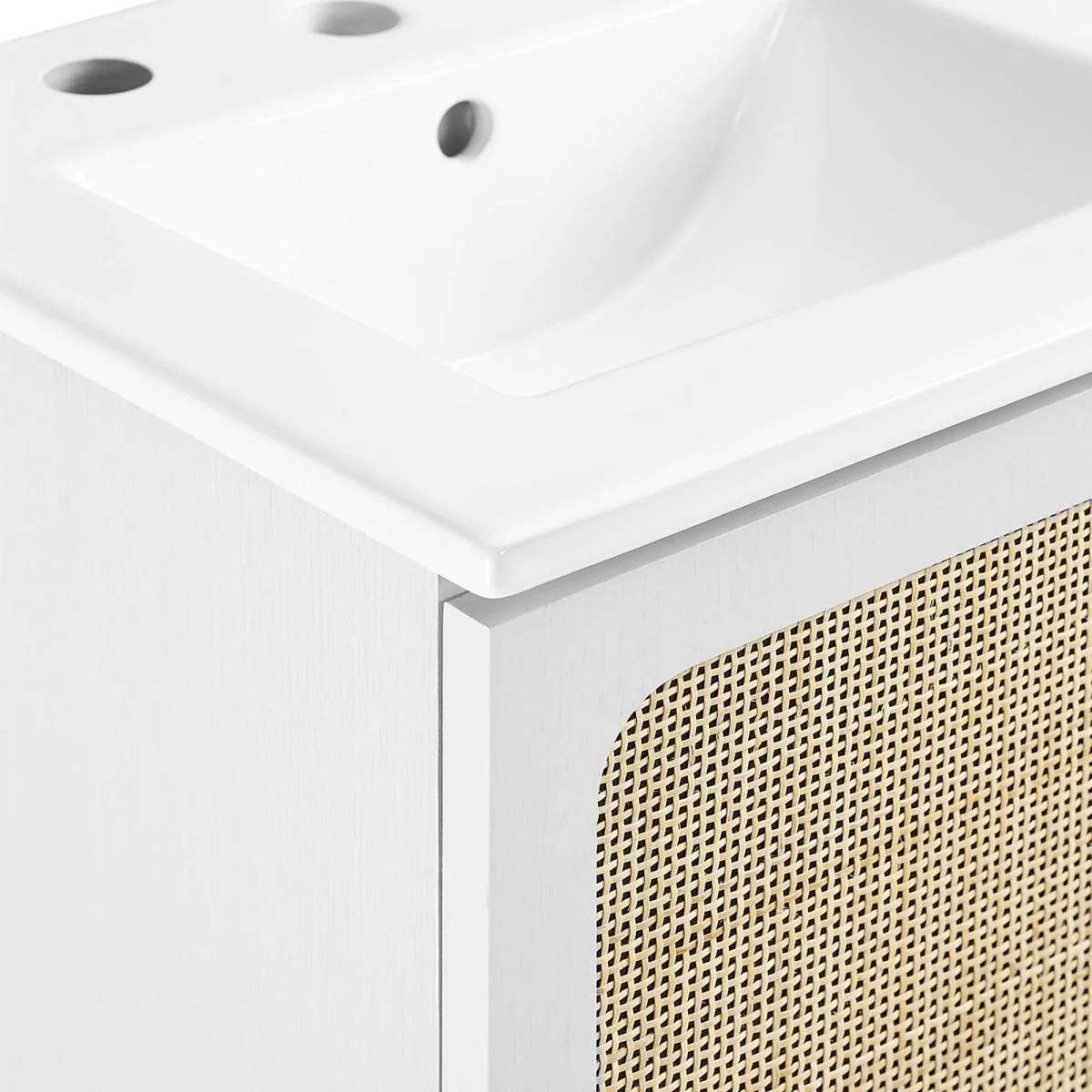 Freestanding Bathroom Vanity Cabinet with Rattan Weave Doors and Storage - Image 29