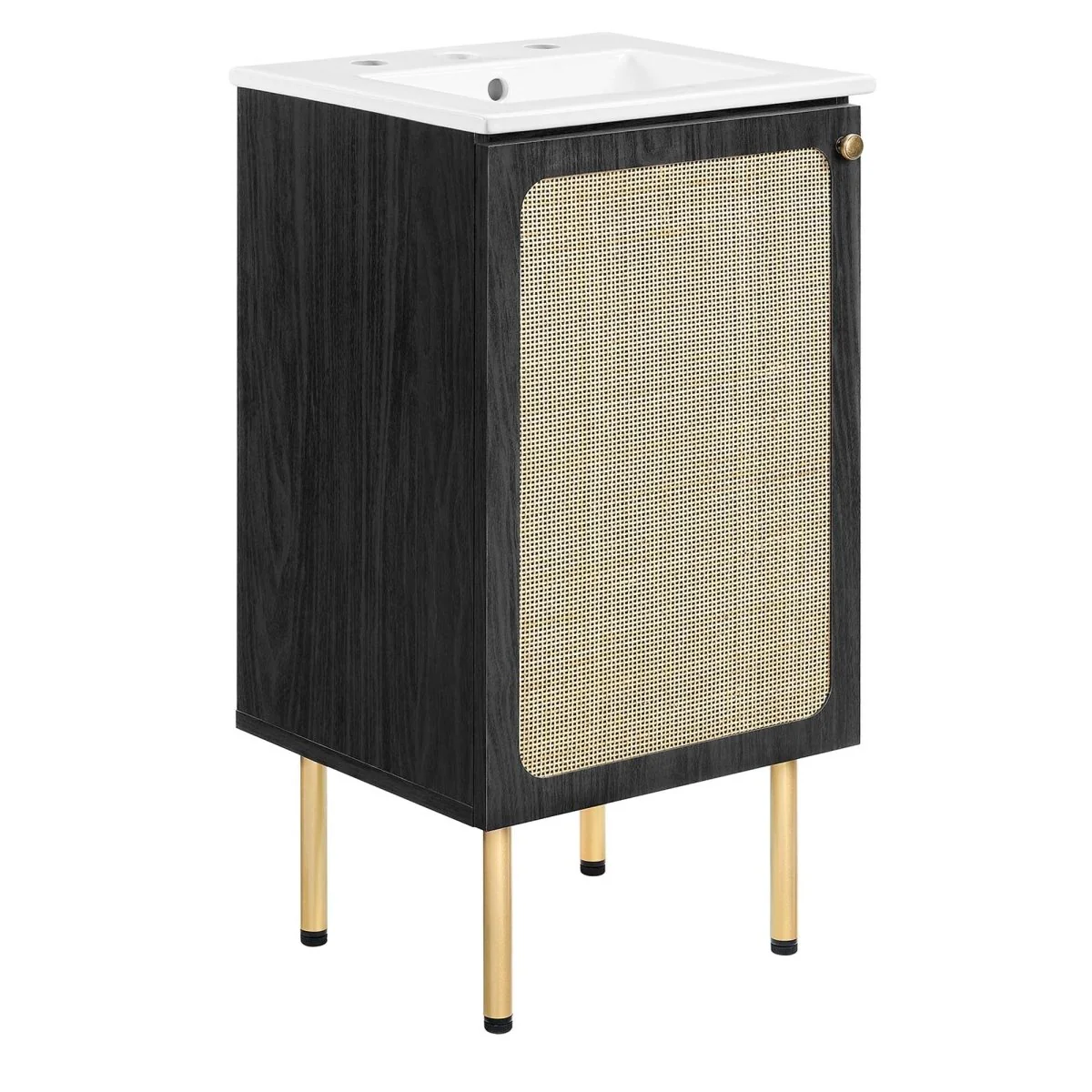 Freestanding Bathroom Vanity Cabinet with Rattan Weave Doors and Storage - Image 32
