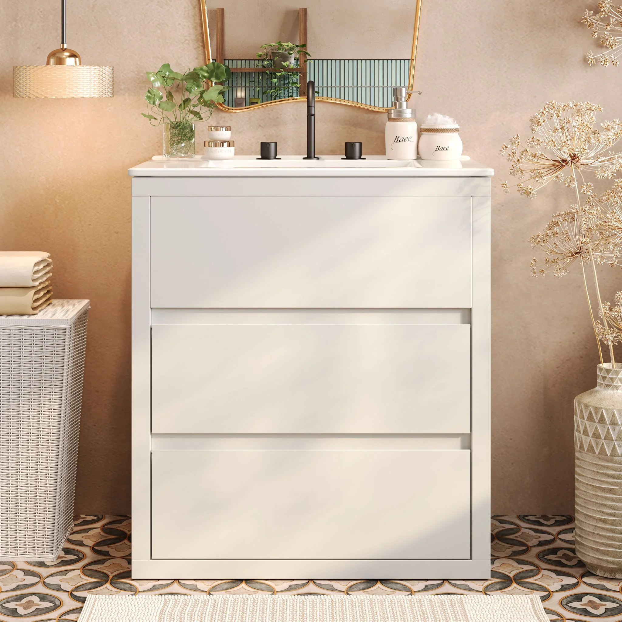 Freestanding Bathroom Vanity With Ceramic Sink, 2 Full Extension Drawers - Image 22