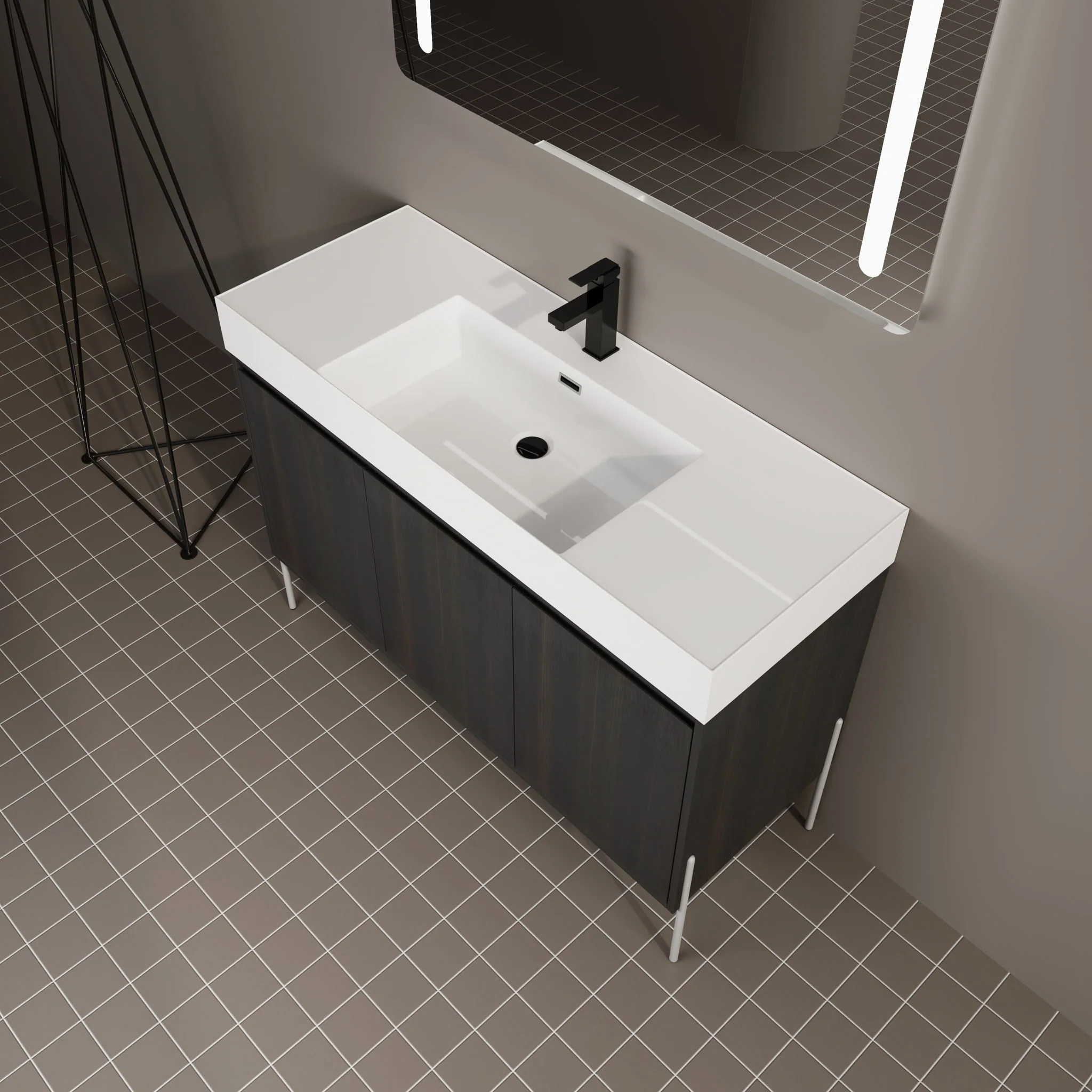 Freestanding Bathroom Vanity With Resin Sink And Storage Cabinet - Image 19