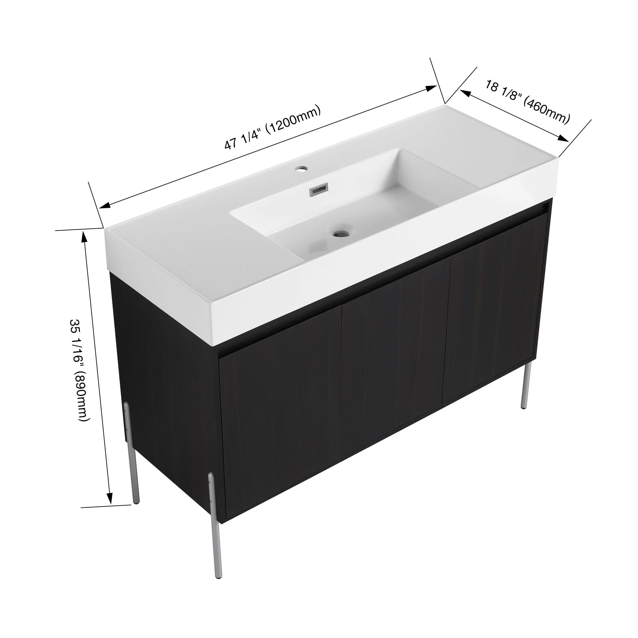 Freestanding Bathroom Vanity With Resin Sink And Storage Cabinet - Image 5