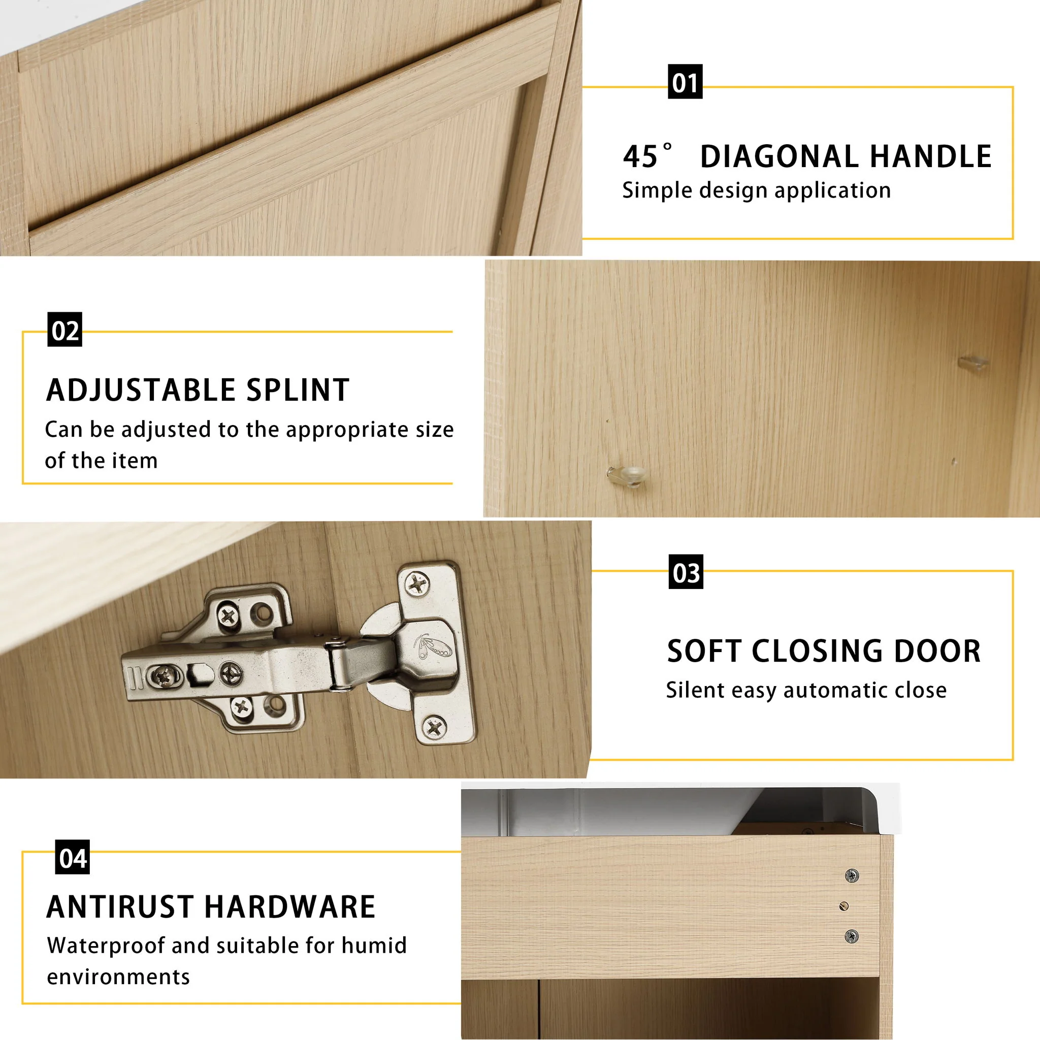 Freestanding Bathroom Vanity With Resin Sink & Soft Close Cabinet Doors - Image 24