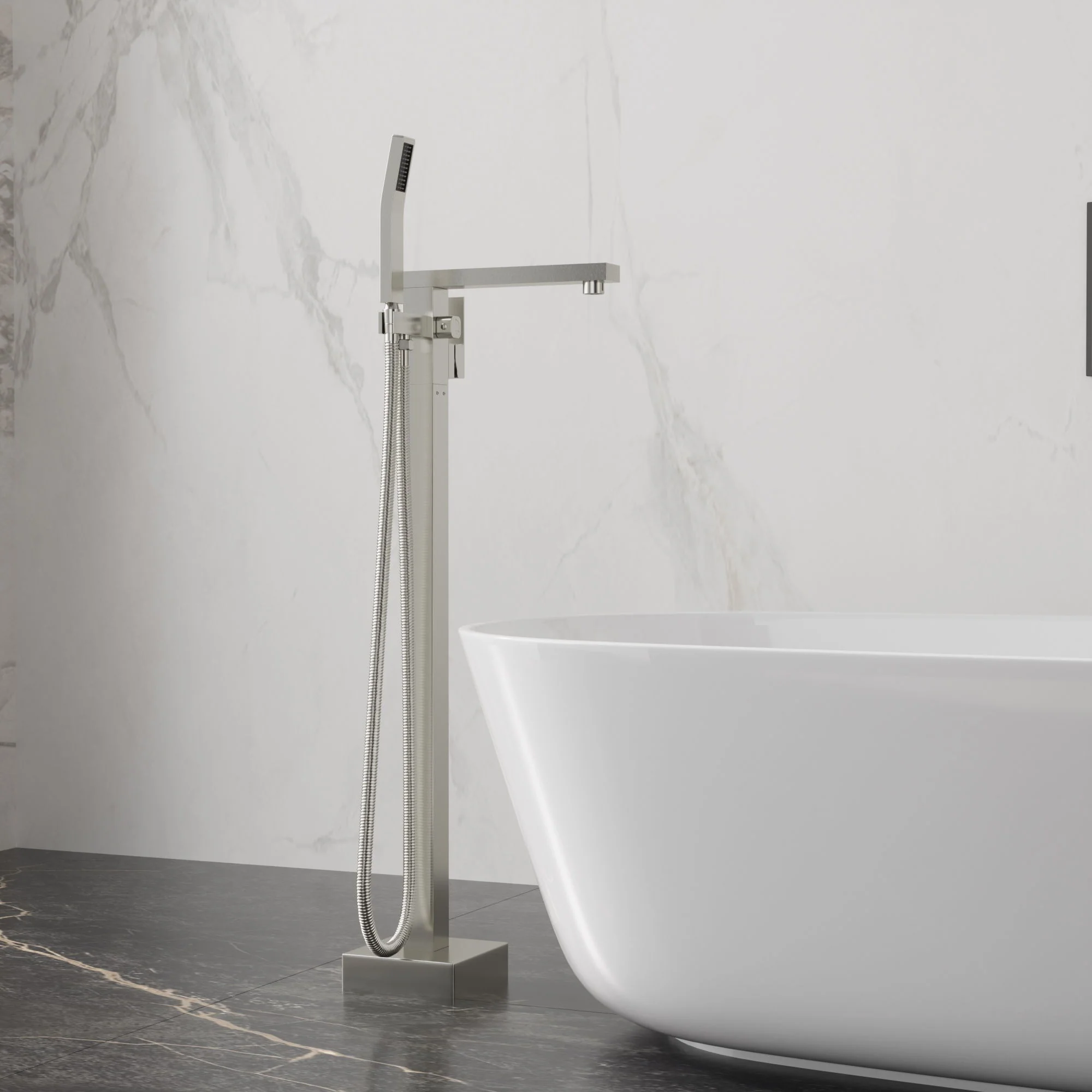 Freestanding Bathtub Faucet With Waterfall Tub Filler And Hand Shower - Image 5