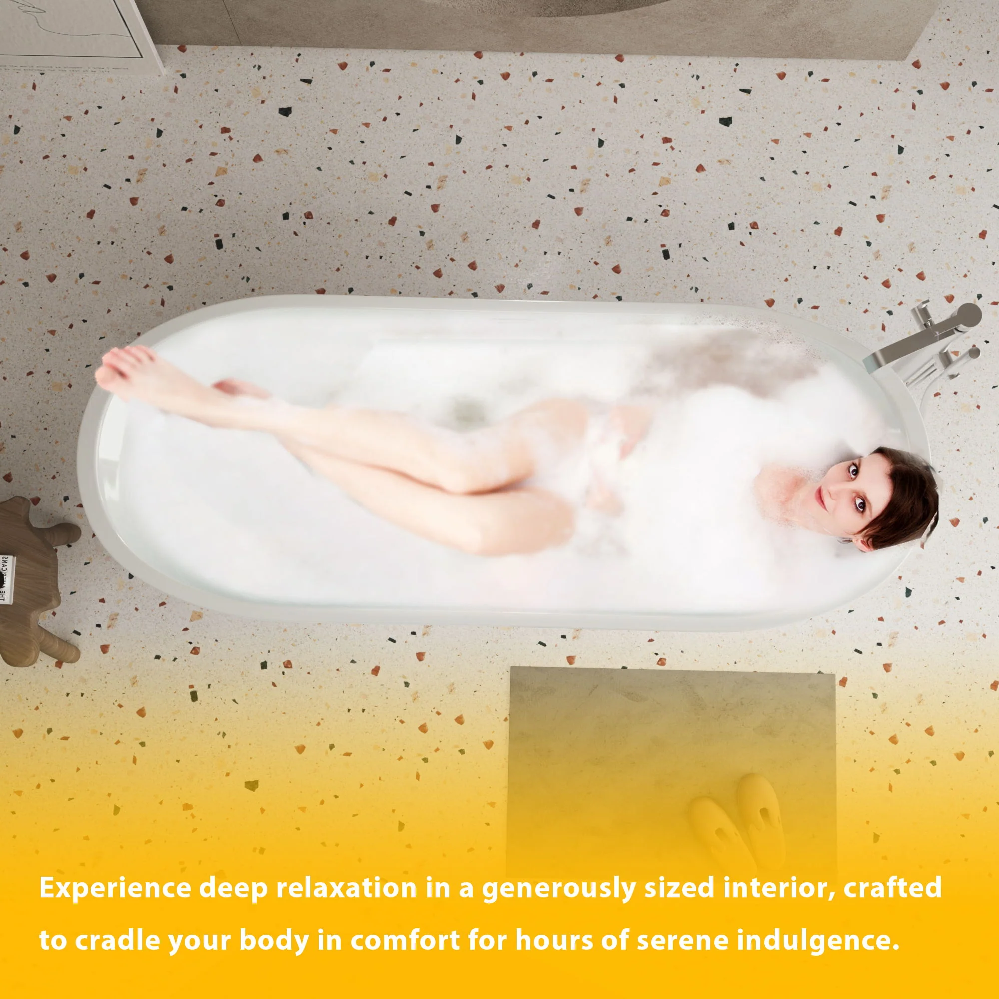 Freestanding Bathtub With Diamond Pattern Design - Image 14