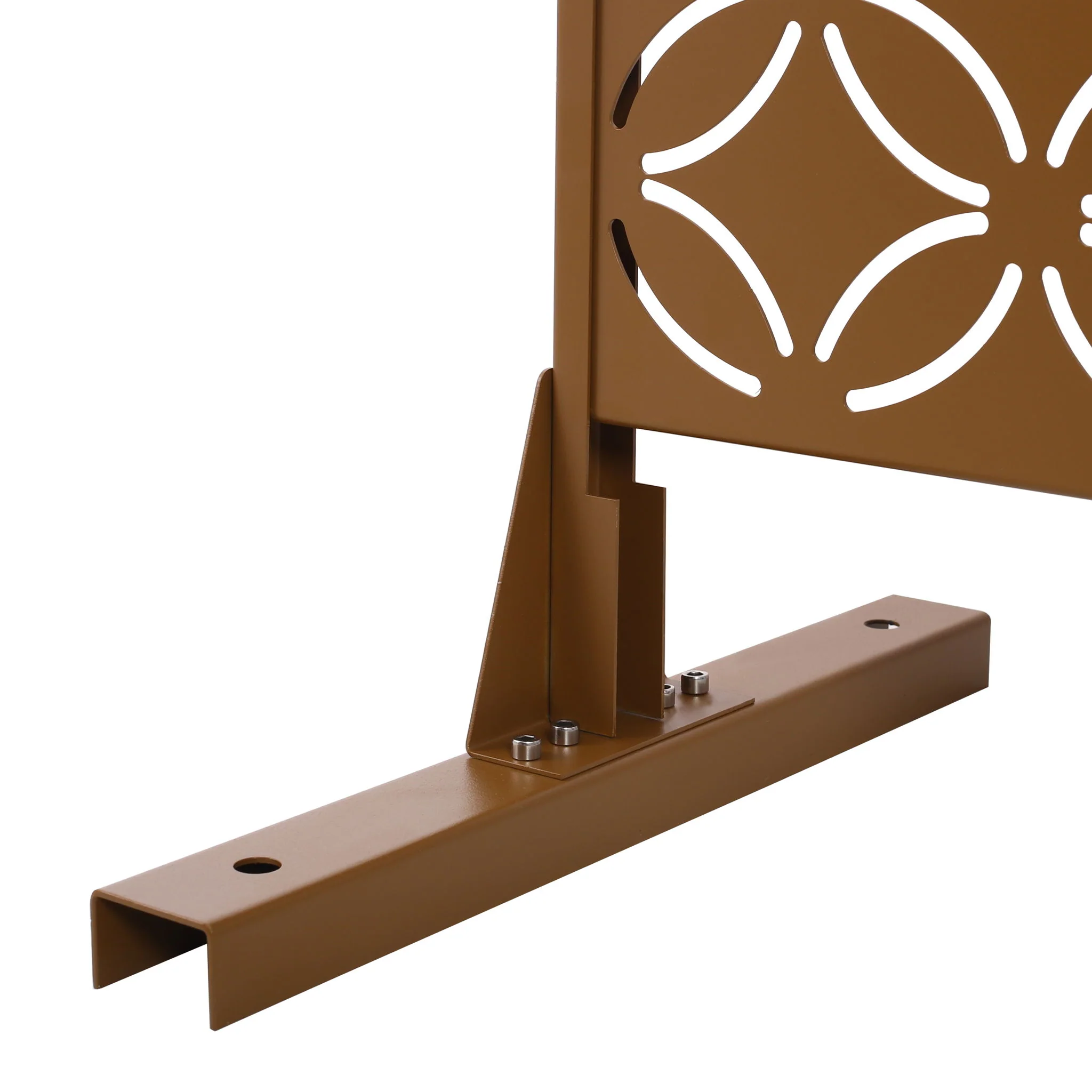 Freestanding Decorative Privacy Screen For Deck Balcony Patio, Metal Privacy - Brown - Image 3