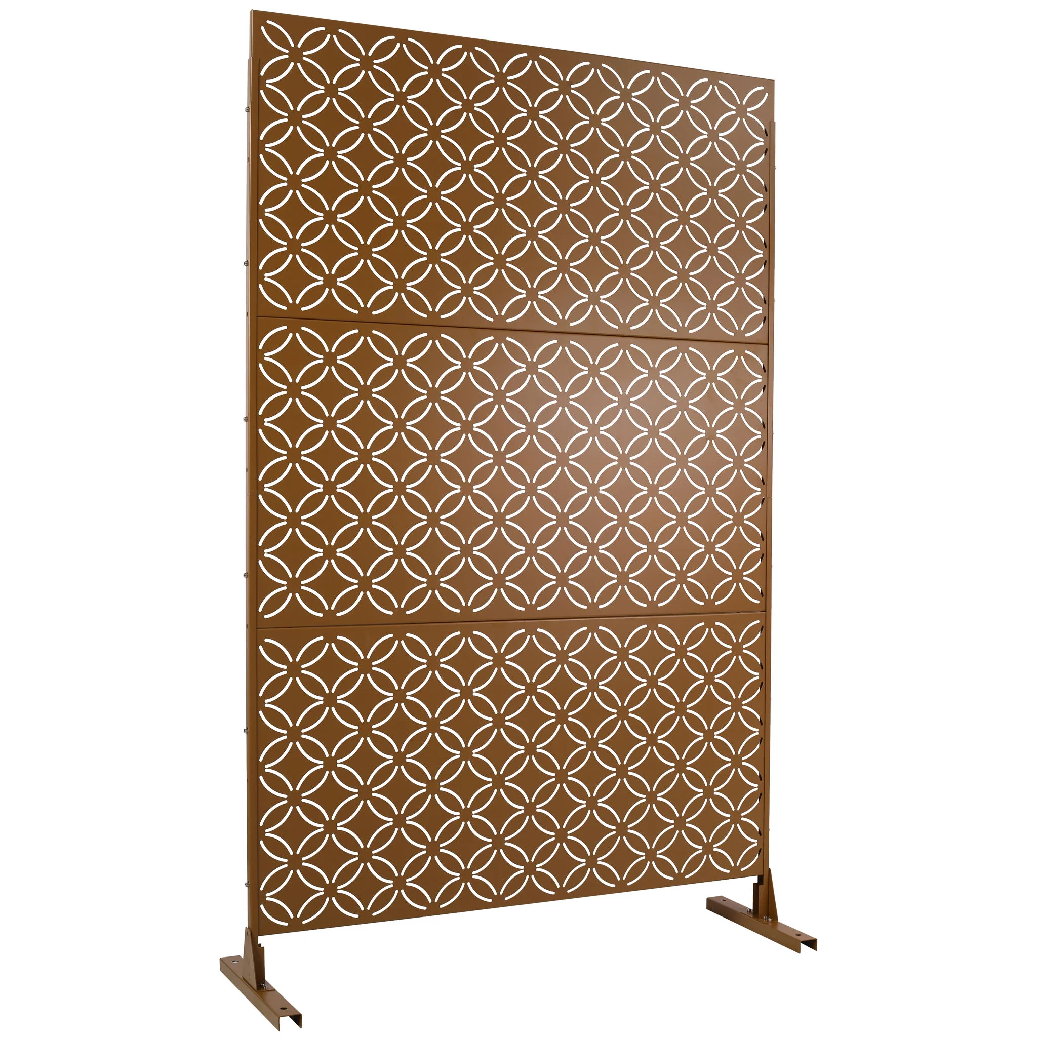Freestanding Decorative Privacy Screen For Deck Balcony Patio, Metal Privacy - Brown - Image 7