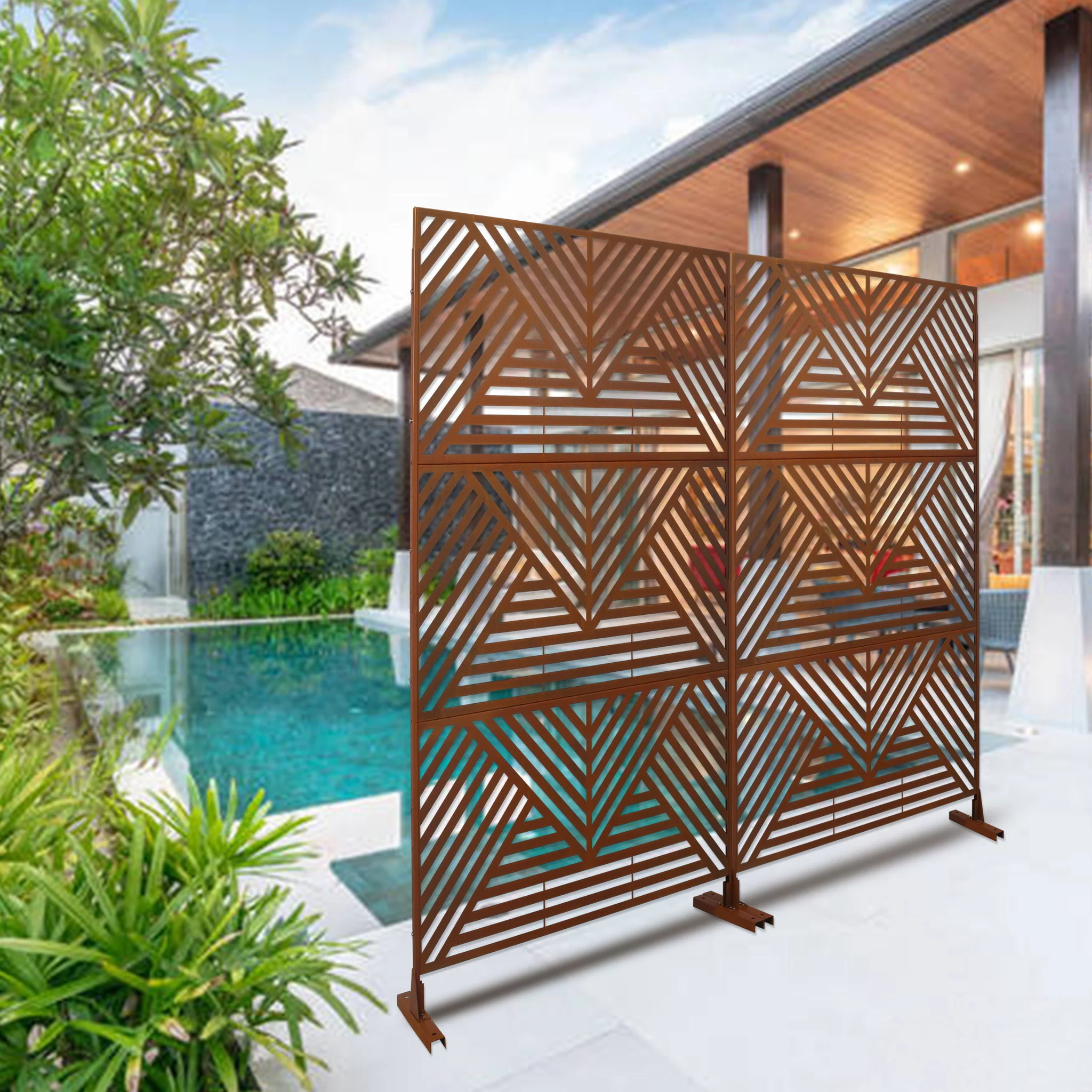 Freestanding Outdoor & Indoor Freestanding Metal Privacy Screen - Image 5