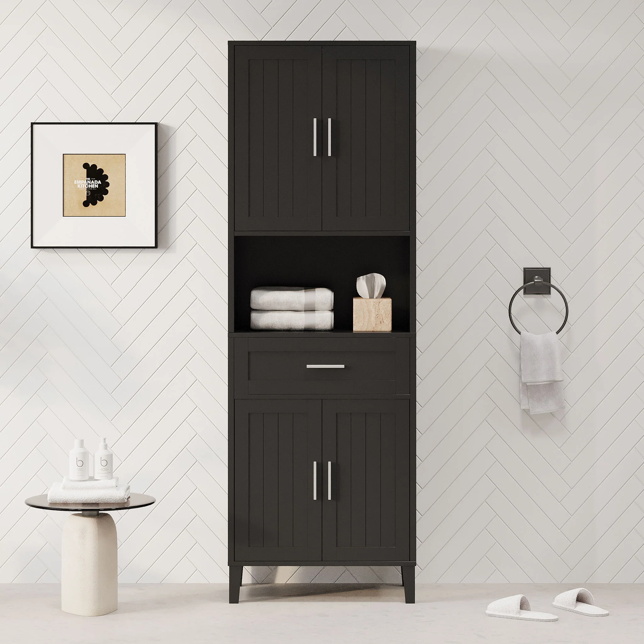 Freestanding Tall Bathroom Cabinet With Soft Close Doors And Adjustable Shelves - Image 7