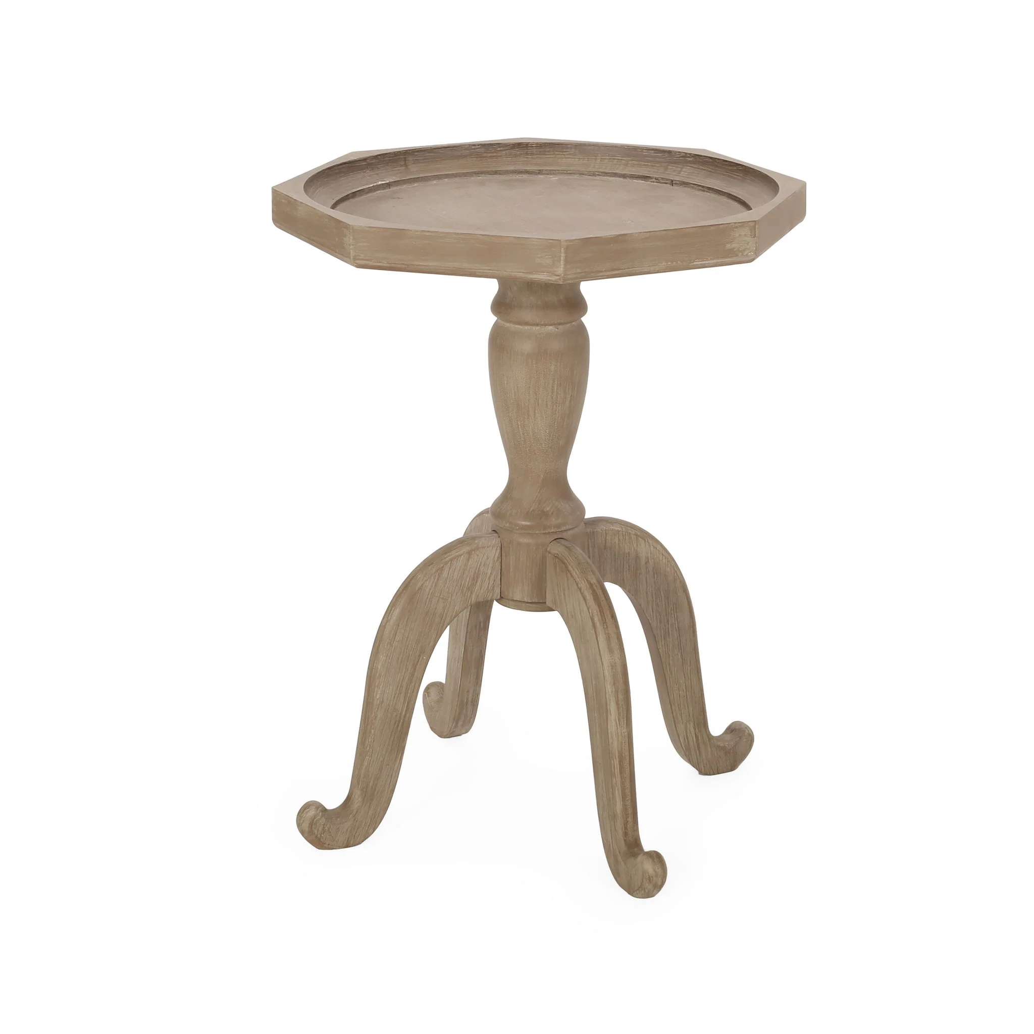 French Country Accent Table With Spider Leg Design - Natural / White - Image 4