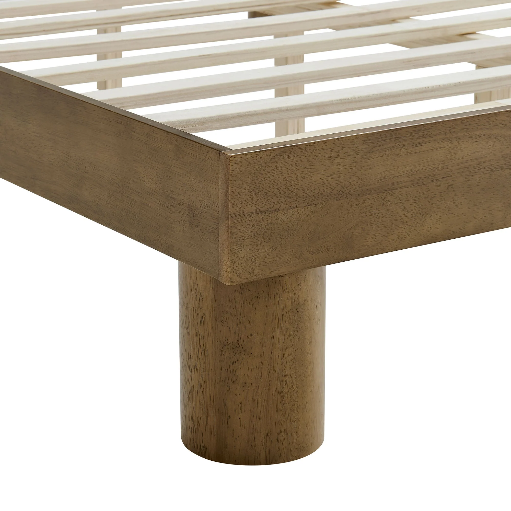French Oak Minimalist Wood Platform Bed Frame - Image 17