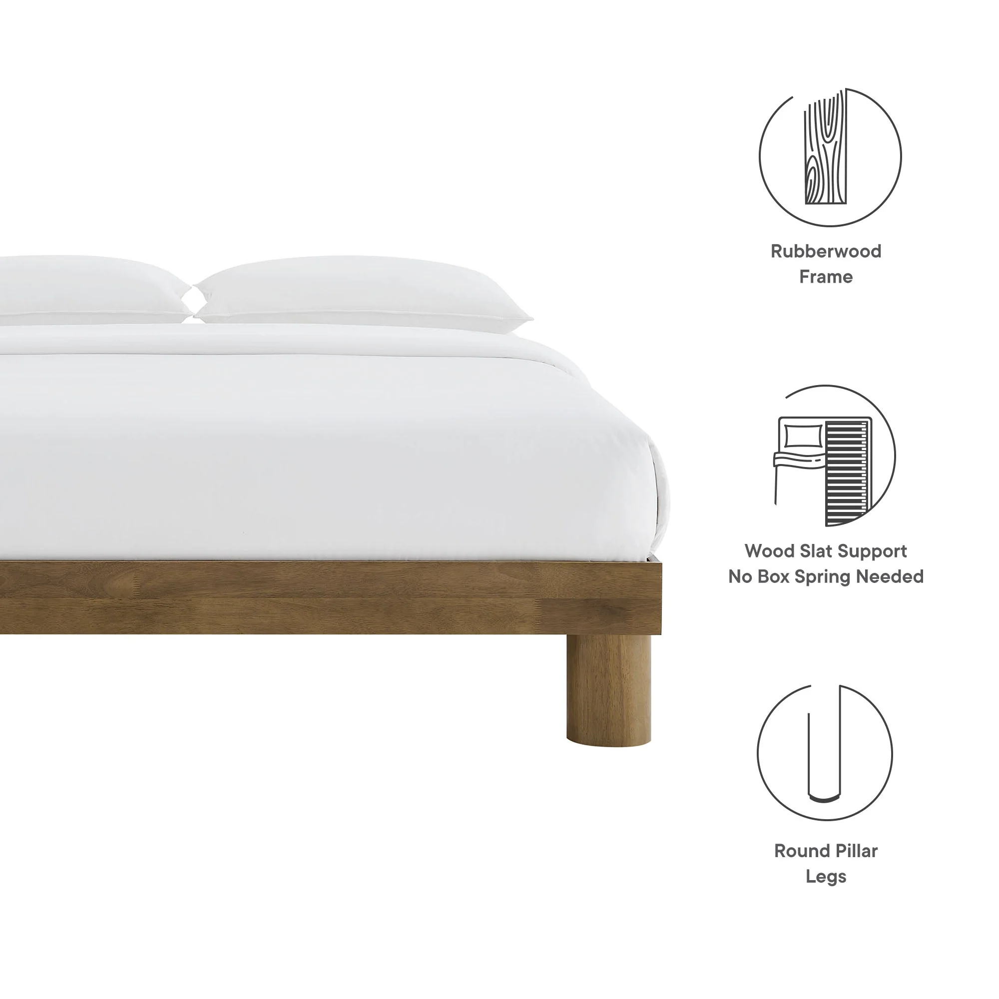 French Oak Minimalist Wood Platform Bed Frame - Image 8
