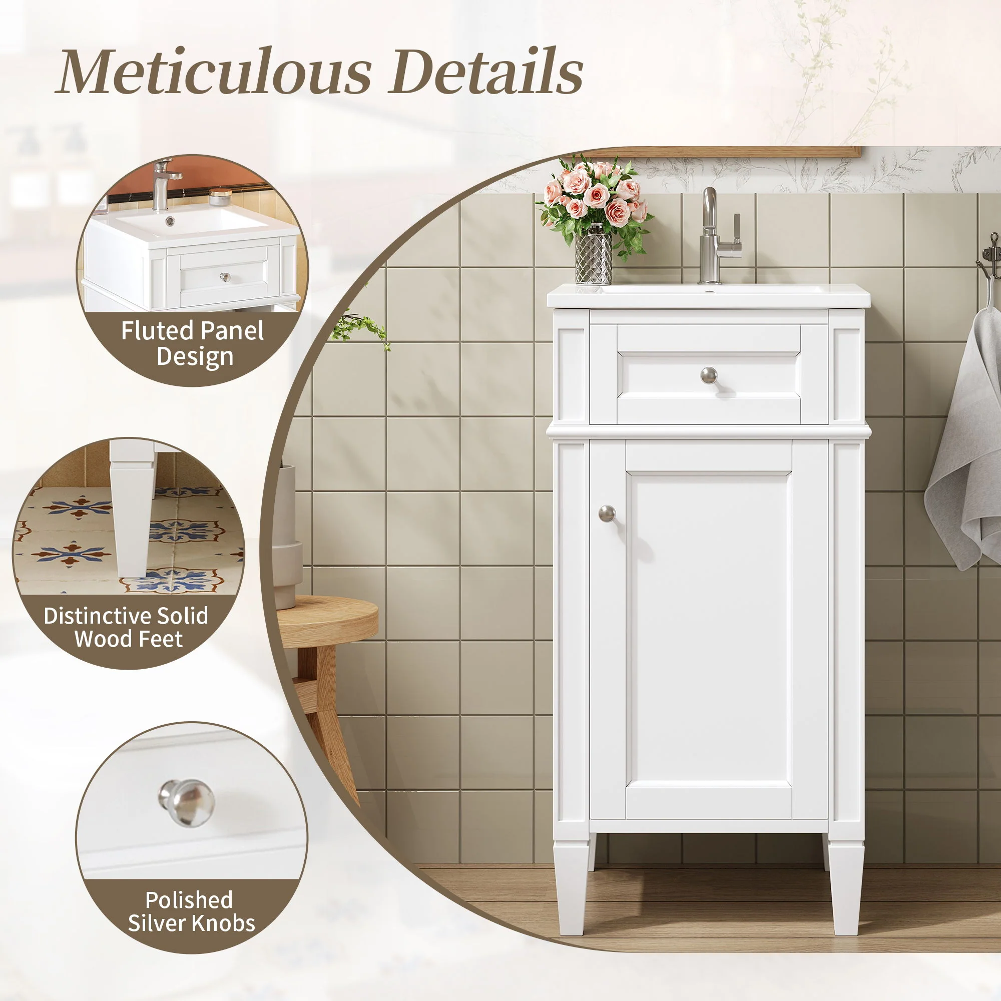 French Style Bathroom Vanity With Sink - Image 7