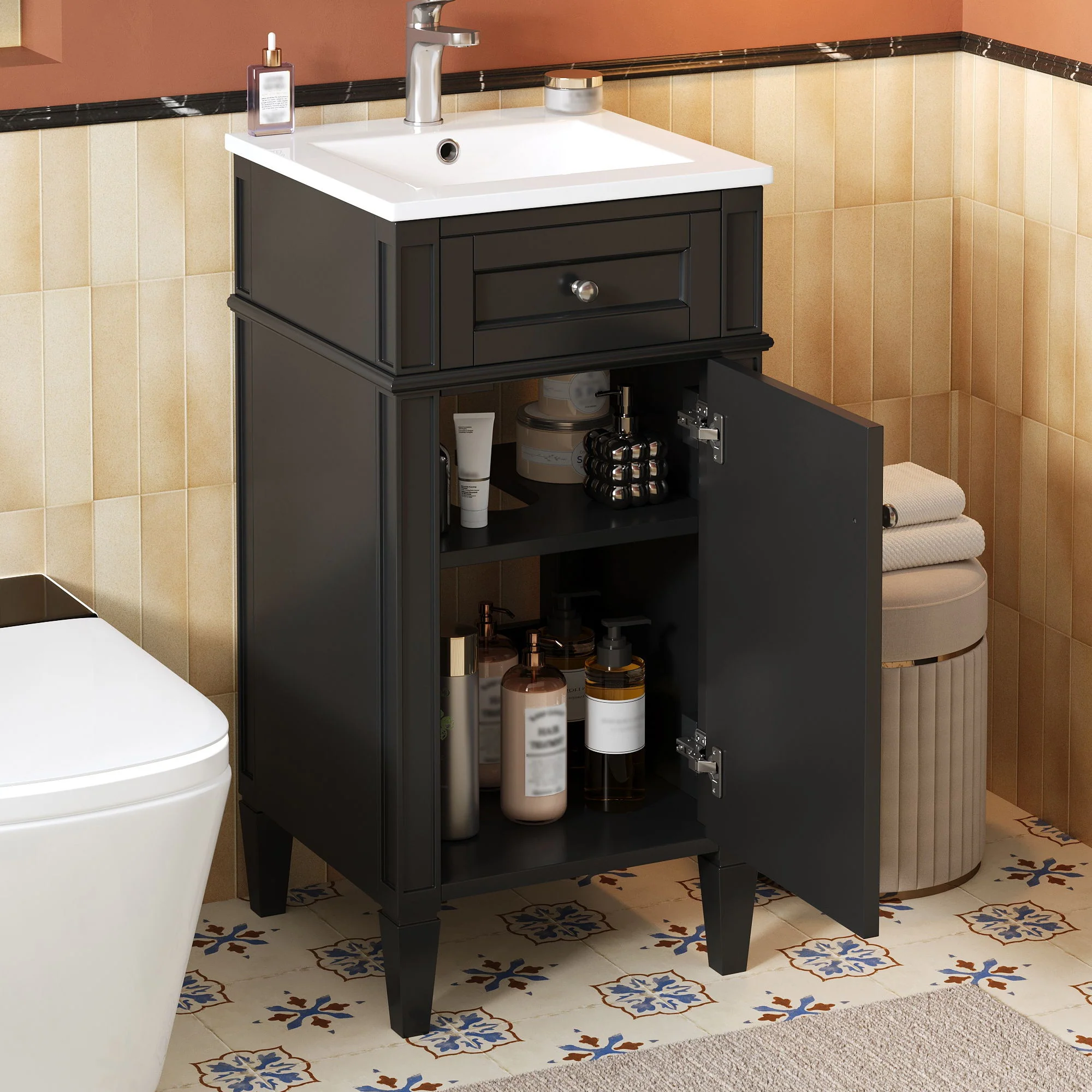 French Style Bathroom Vanity With Sink - Image 9
