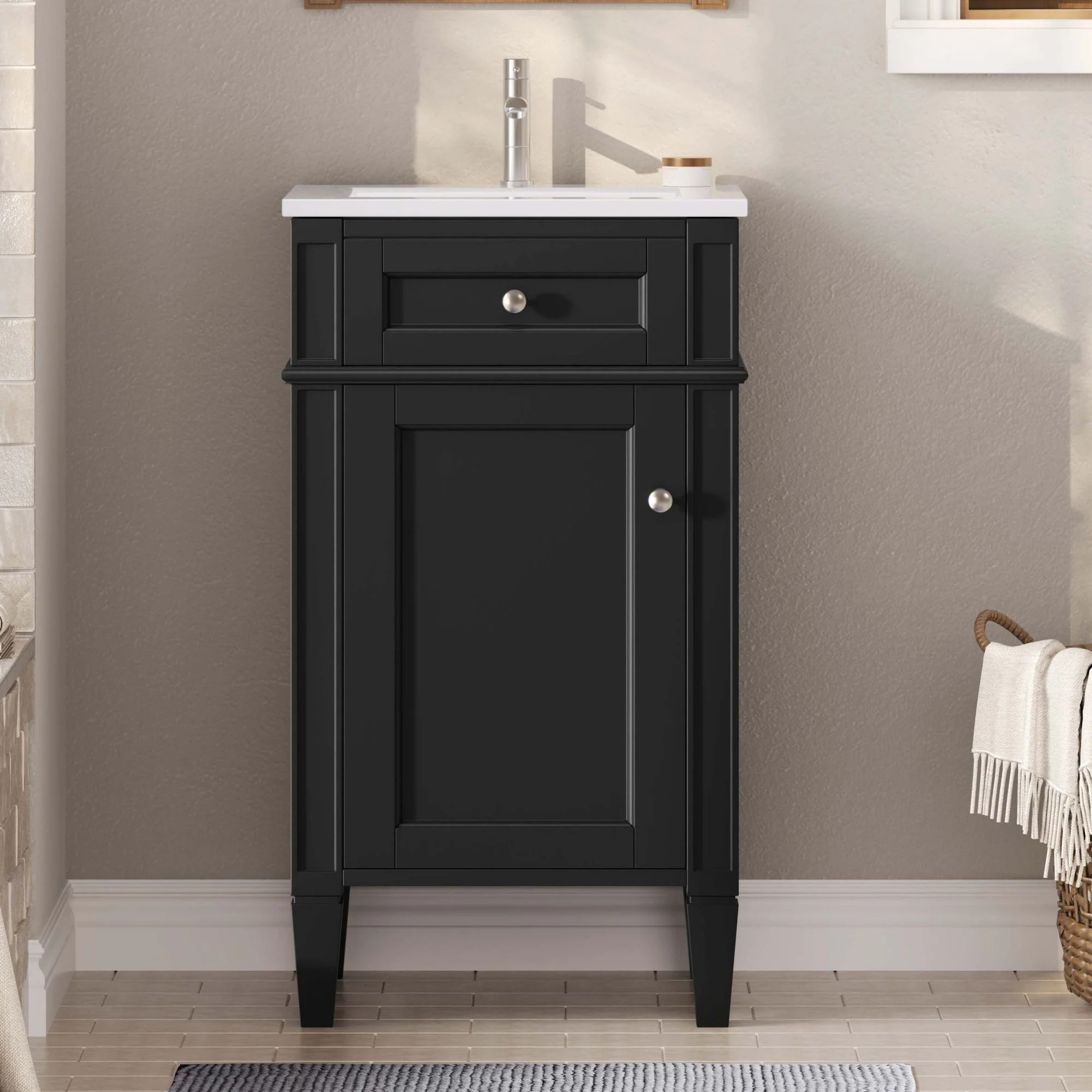 French Style Bathroom Vanity With Sink, Soft-Closing Door, Adjustable Shelf, Rectangular Design - Image 21