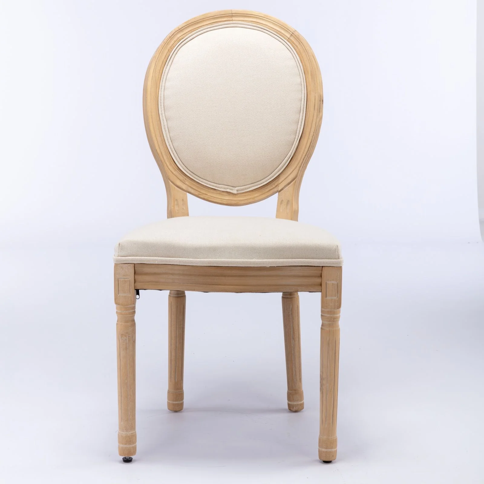 French Style Solid Wood Frame Antique Painting Fabric Back Dining Chair (Set of 2) - Image 14