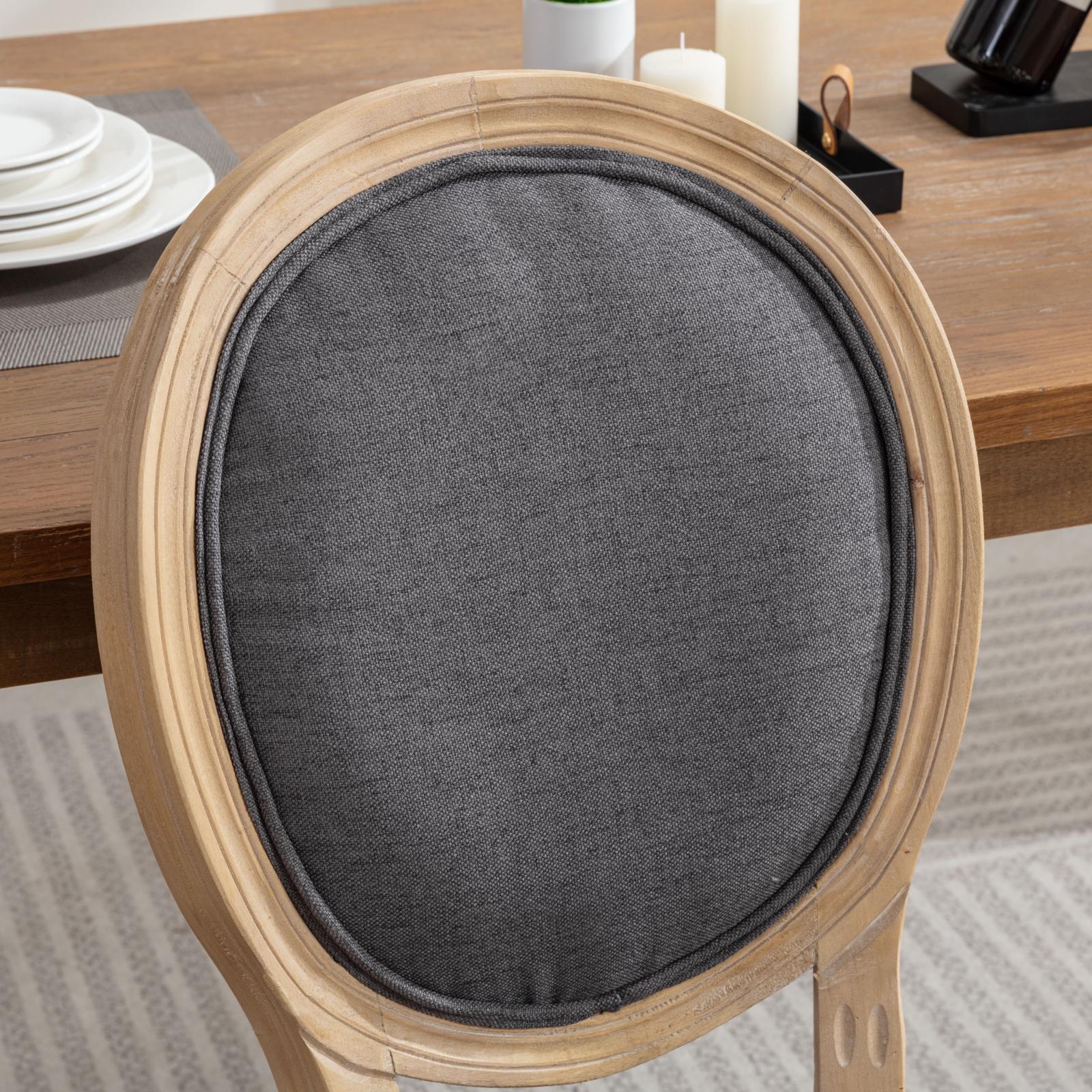 French Style Solid Wood Frame Antique Painting Fabric Back Dining Chair (Set of 2) - Image 5