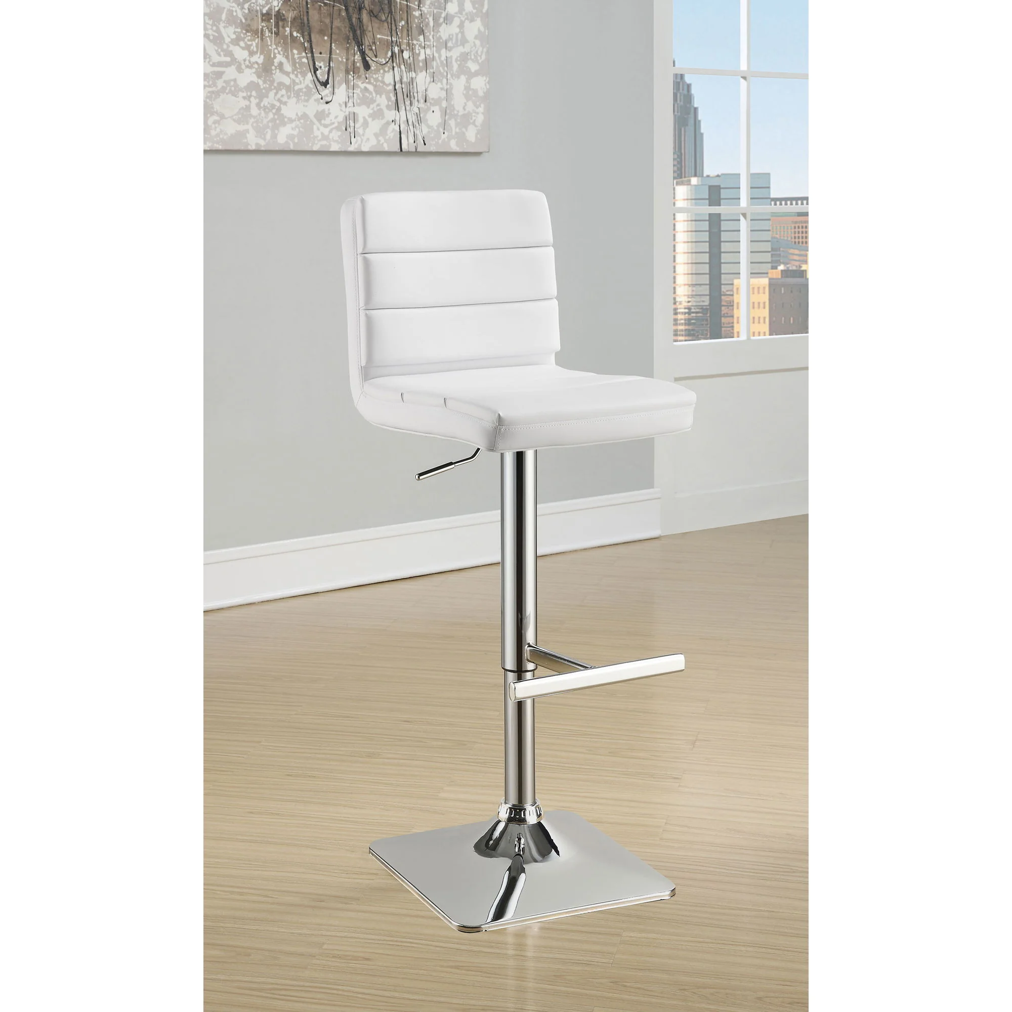 Fresco - Upholstered Adjustable Bar Stool (Set of 2) - White - Image 5