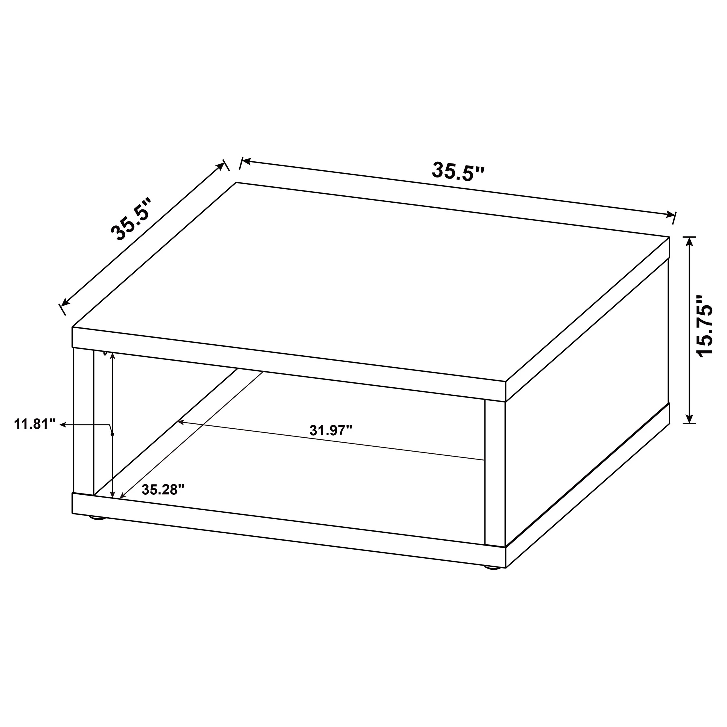 Frisco Square Engineered Wood Coffee Table in Distressed Pine - Image 6