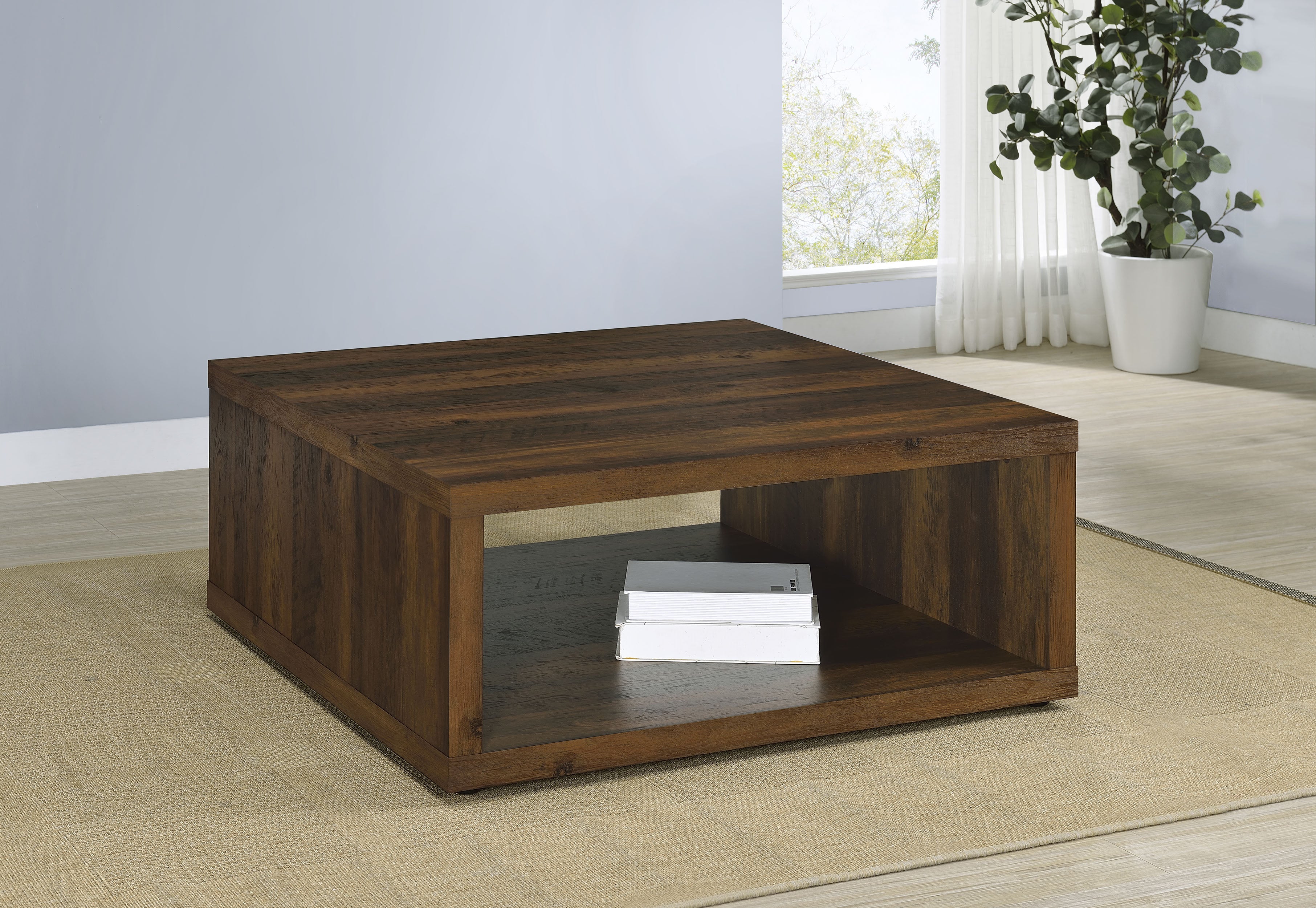 Frisco Square Dark Pine Coffee Table with Storage - Image 4