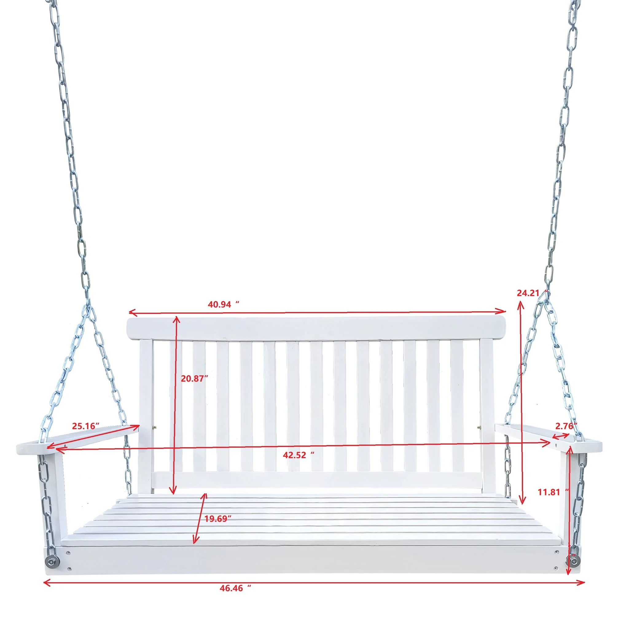 Front Porch Swing With Armrests For Outdoor Patio, Garden Yard, Backyard Or Sunroom - Image 14