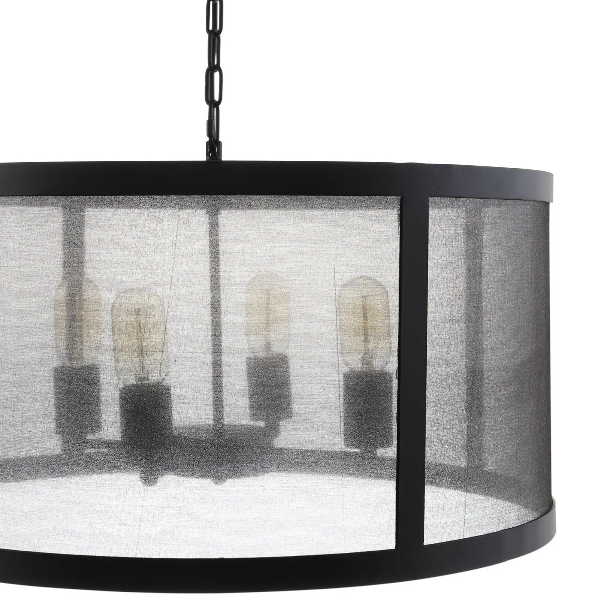 4-Light Frost Chandelier – Black with Frosted Shade - Image 4