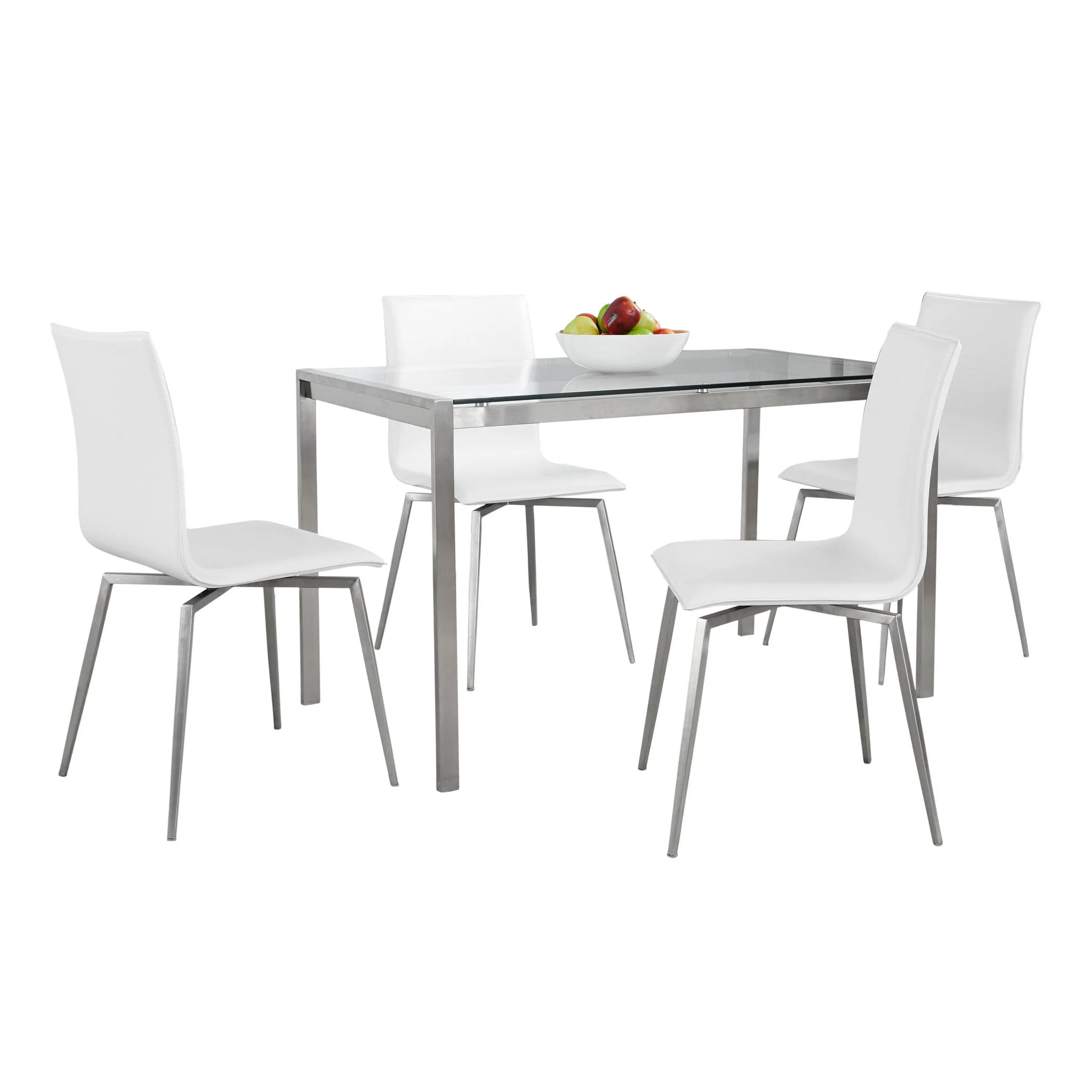 Fuji Mason - Upholstered Swivel Contemporary Dining Set Dining Set, Glass, 5 Piece - Image 14