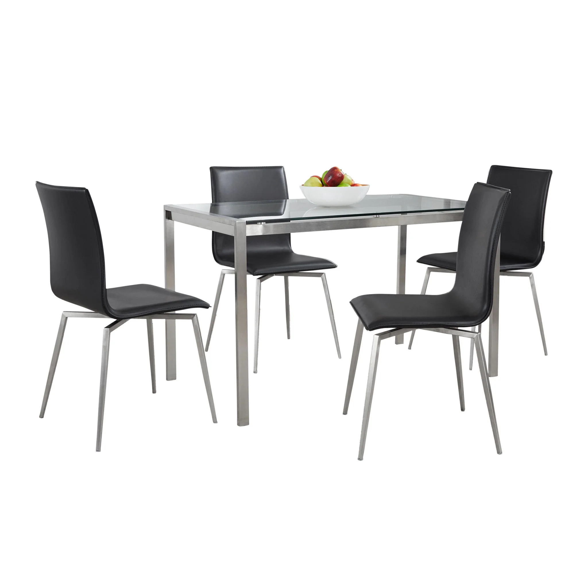 Fuji Mason - Upholstered Swivel Contemporary Dining Set Dining Set, Glass, 5 Piece - Image 6