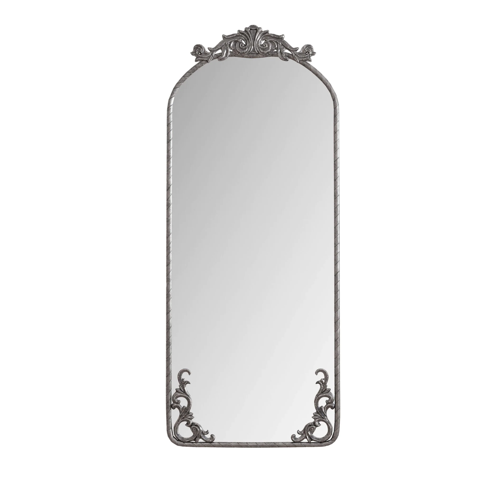 Full Body Arched Mirror With Vintage Carved Applique - Image 2