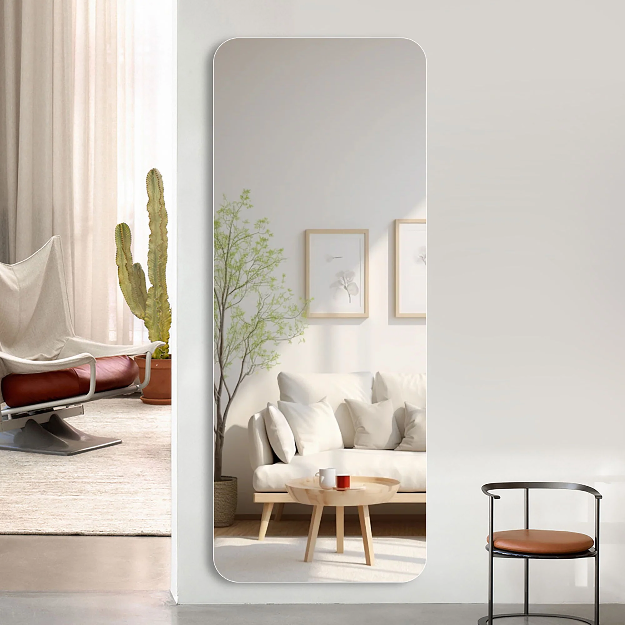 Full Body Round Corner Mirror For Living Room - Image 7